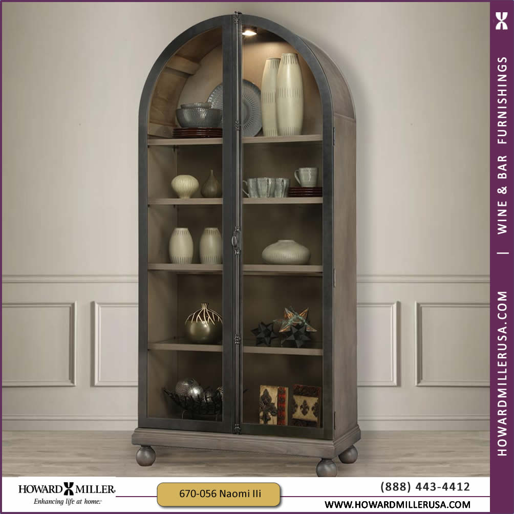 Arched Top Pediment Wired Brush Transitional Display Cabinet I 670056 Howard Miller throughout measurements 1004 X 1004