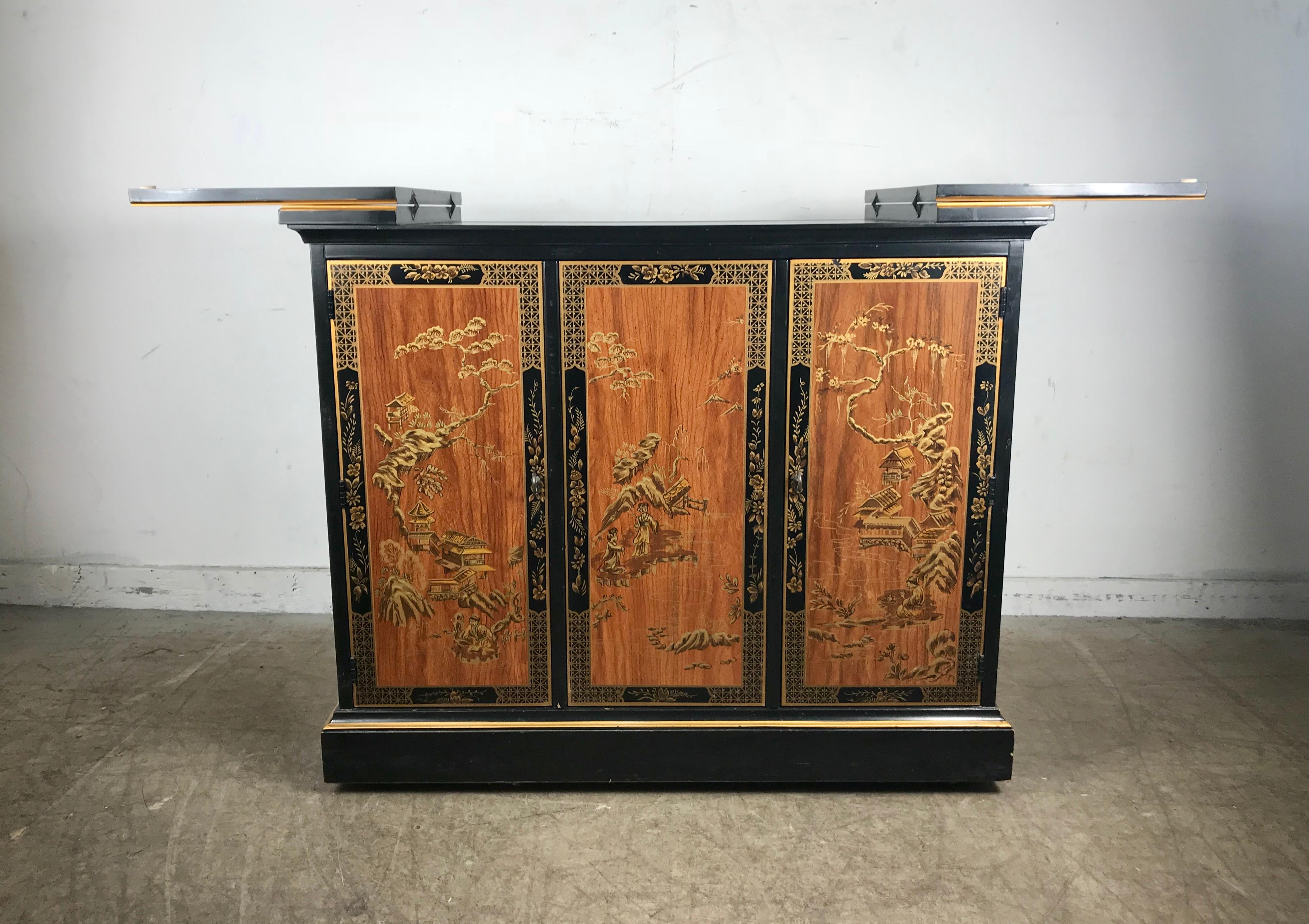 Asian Modern Rolling Dry Bar Storage Cabinet Drexel within measurements 3997 X 2822
