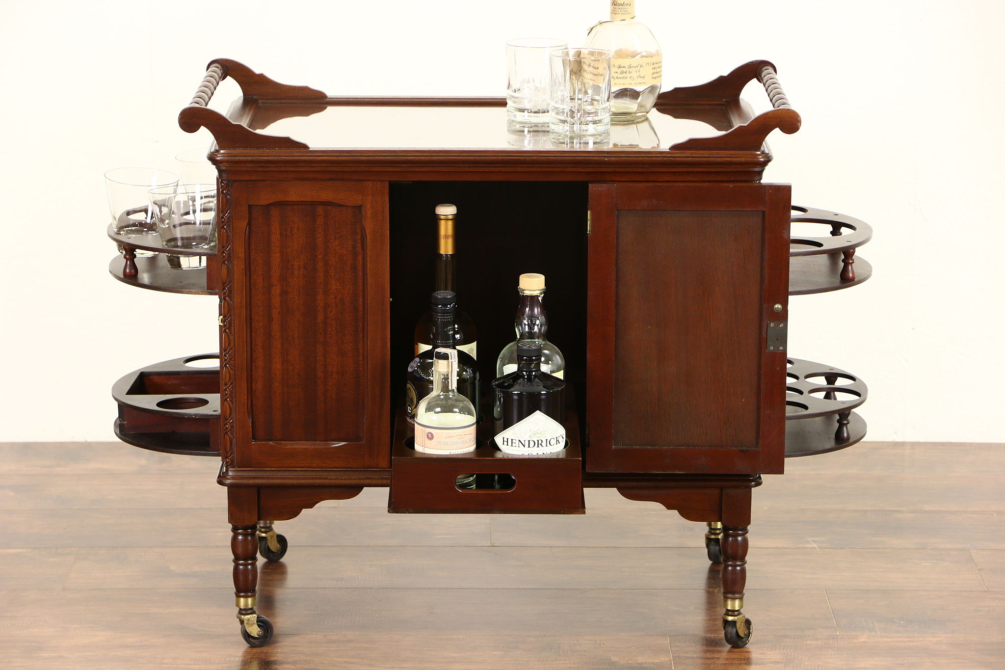 Bar Cabinet Or Cart 1930s Vintage Mahogany Rolling Beverage Trolley within size 2048 X 1365