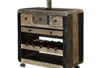 Black Grey Industrial Reclaimed Wood Rolling Wine Bar Cabinet intended for measurements 1200 X 1200