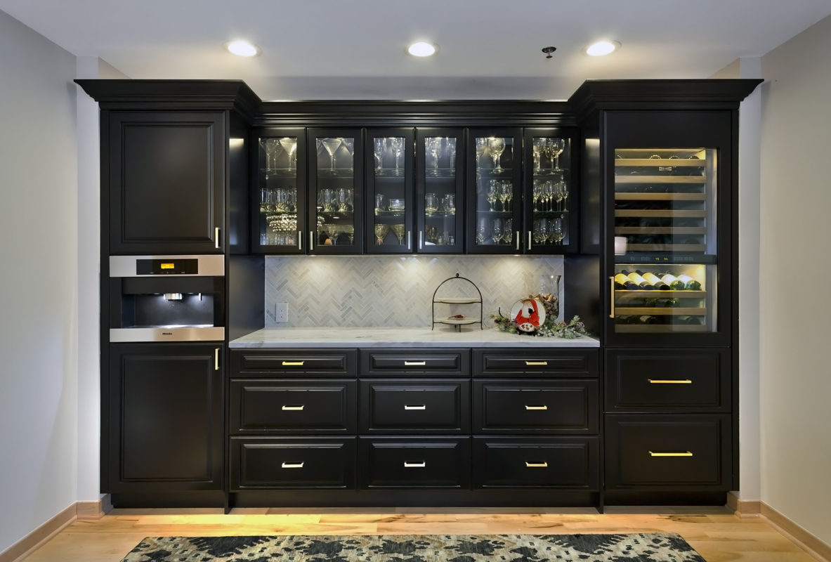 Black Painted Bar Cabinetry Crystal Cabinets inside sizing 1183 X 800