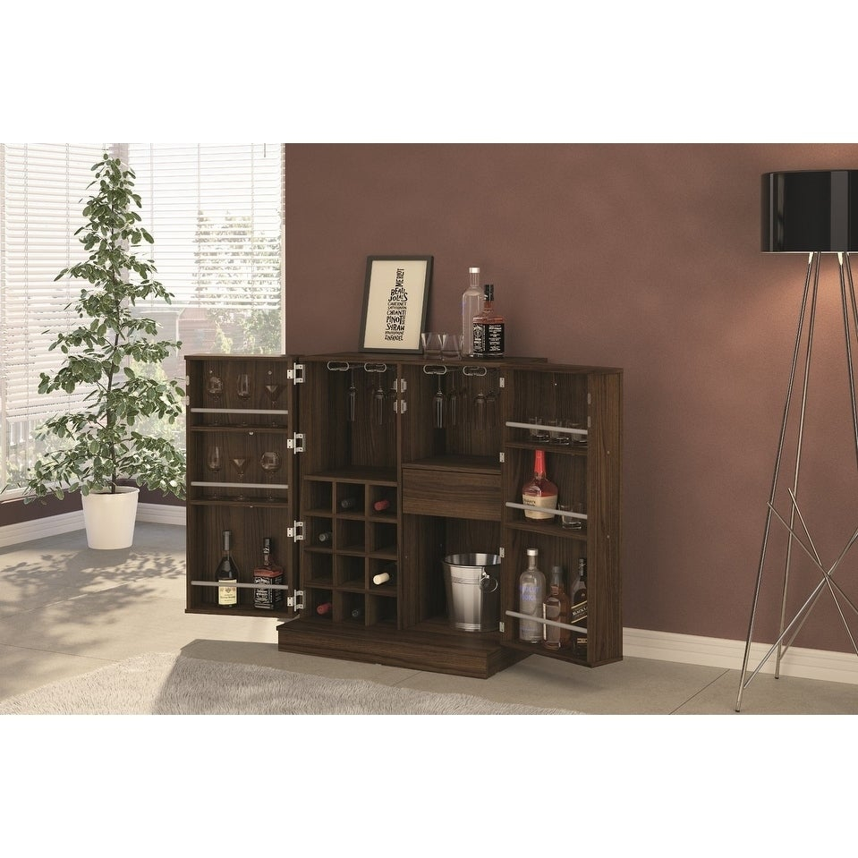 Boahaus Brown Expandable Bar Cabinet With Wine Storage for size 959 X 959