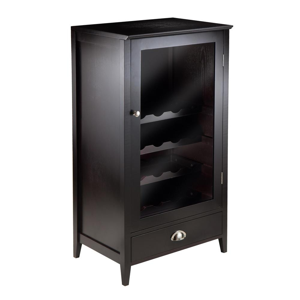 Bordeaux 20 Bottle Espresso Bar Cabinet throughout measurements 1000 X 1000