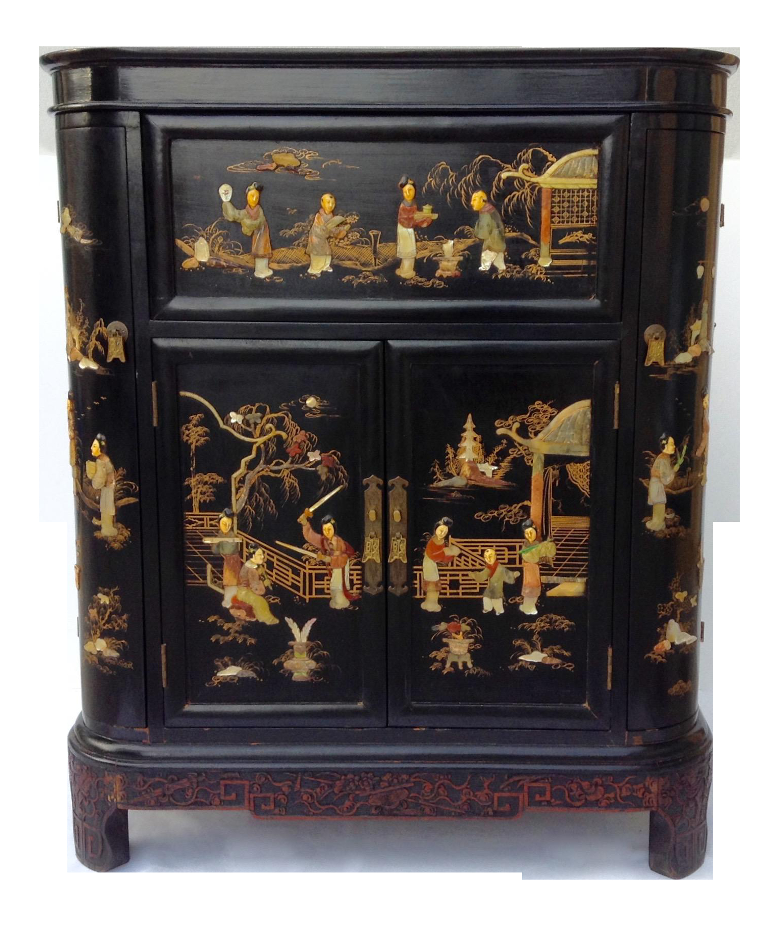 C1950s James Mont Designed Asian Style Dry Bar Cabinet with regard to proportions 1528 X 1817