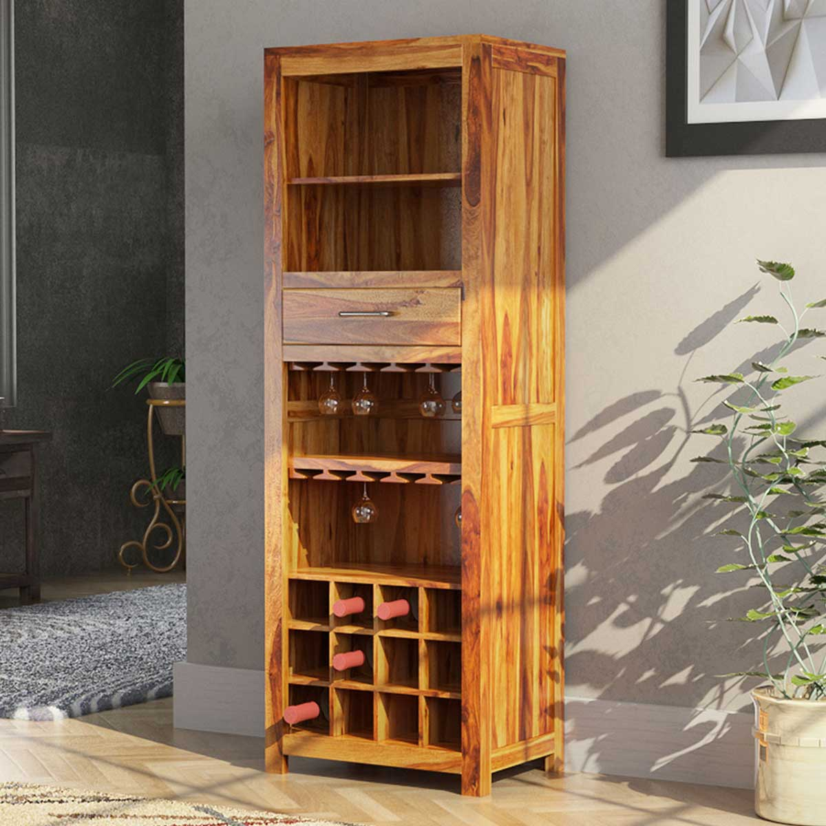 California Contemporary Handcrafted Solid Wood Rustic Tall Bar Cabinet within sizing 1200 X 1200