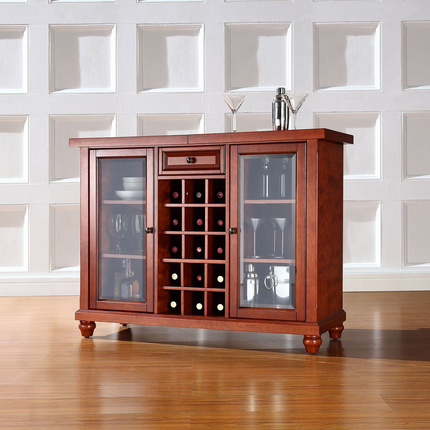 Cambridge Sliding Top Bar Cabinet Cherry D throughout size 1500 X 1500