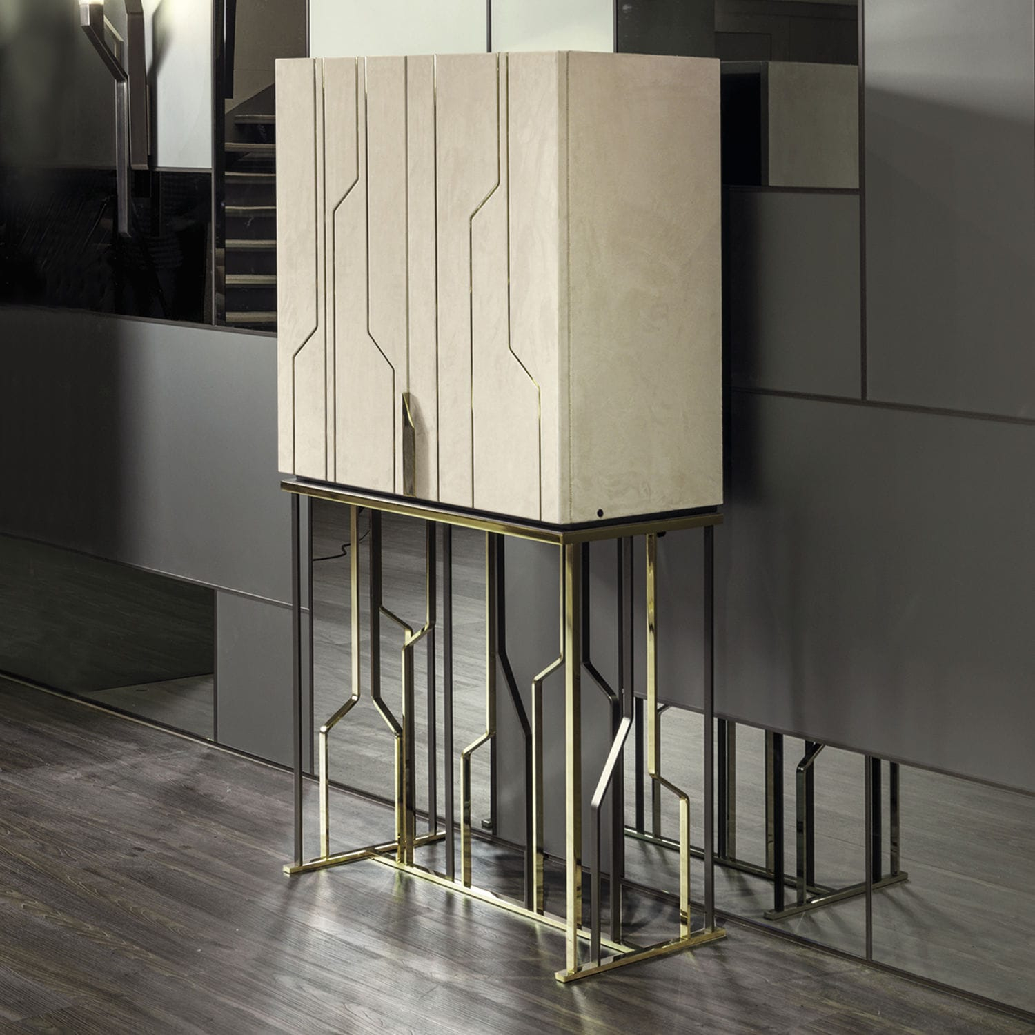 Contemporary Bar Cabinet Walnut Lacquered Wood Ebony in measurements 1500 X 1500