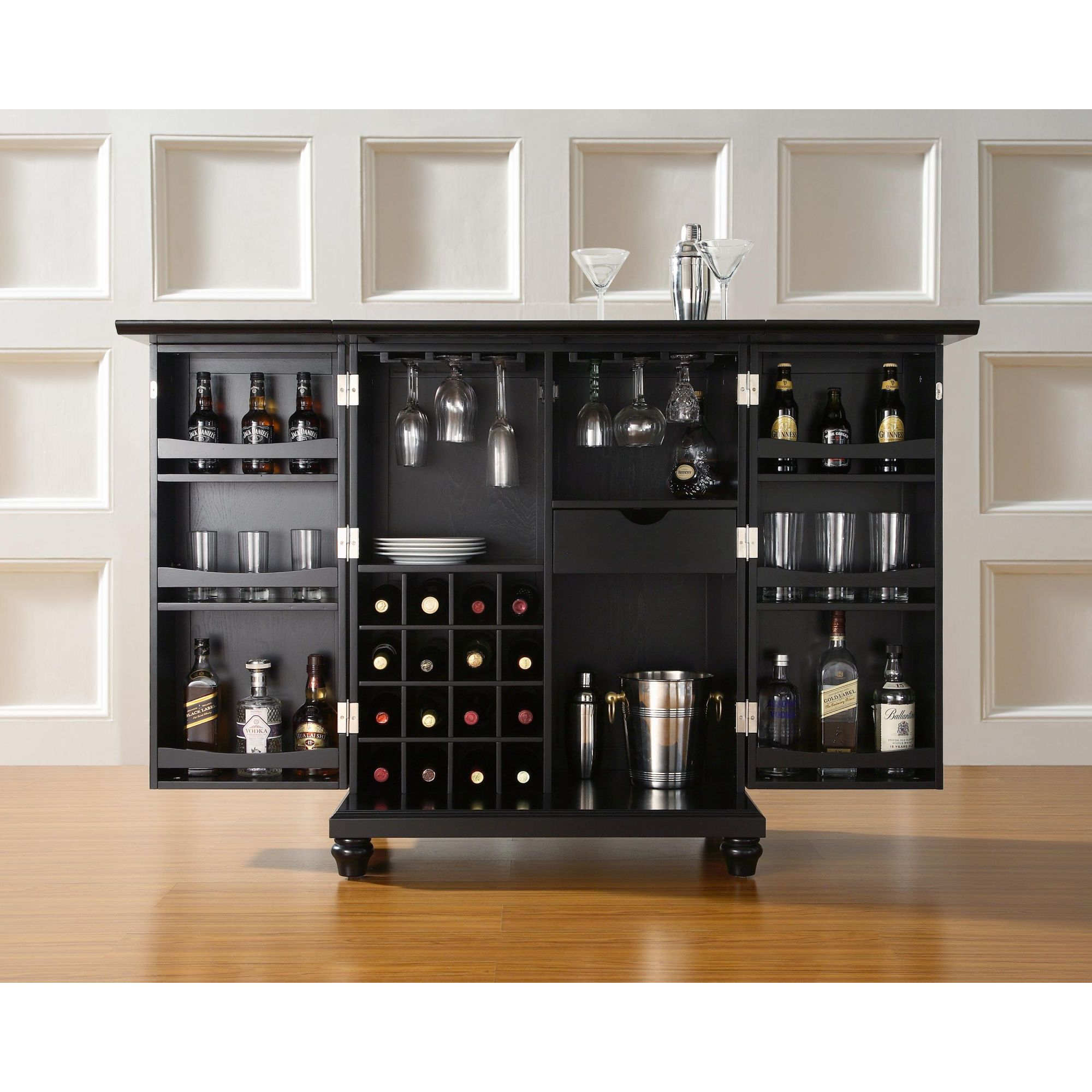 Crosley Cambridge Expandable Bar Cabinet In Black Other within dimensions 2000 X 2000
