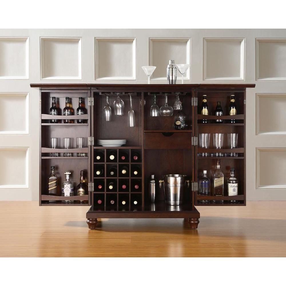 Crosley Cambridge Mahogany Bar With Expandable Storage pertaining to proportions 1000 X 1000