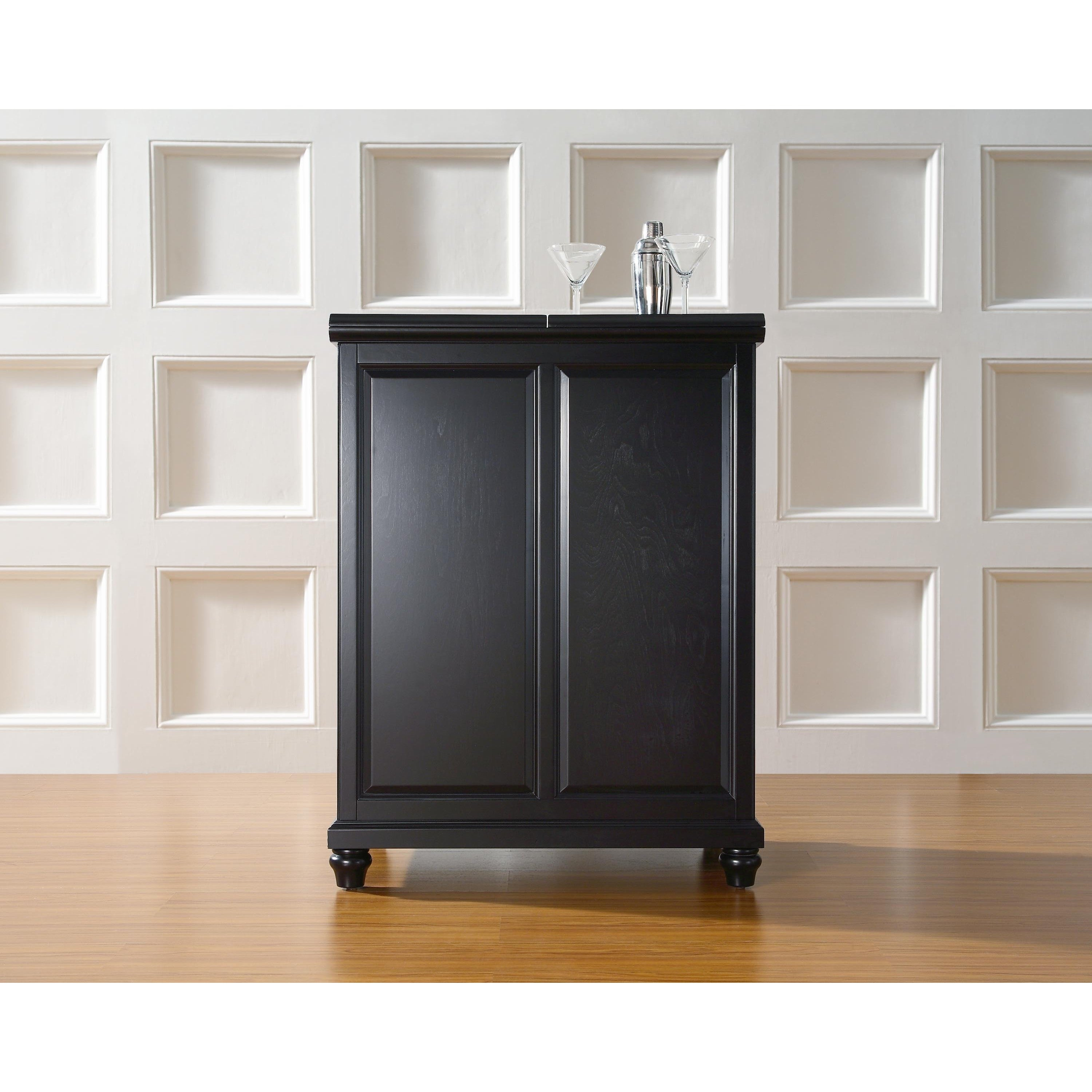 Crosley Furniture Cambridge Black Finish Wood Expandable Bar Cabinet in size 3000 X 3000