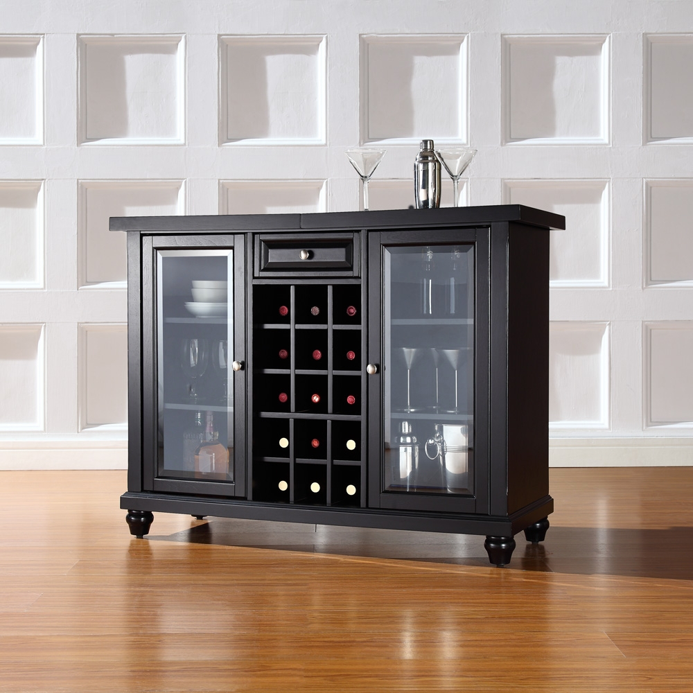 Crosley Furniture Cambridge Sliding Top Bar Cabinet In Black Finish Kf40002dbk with proportions 1000 X 1000