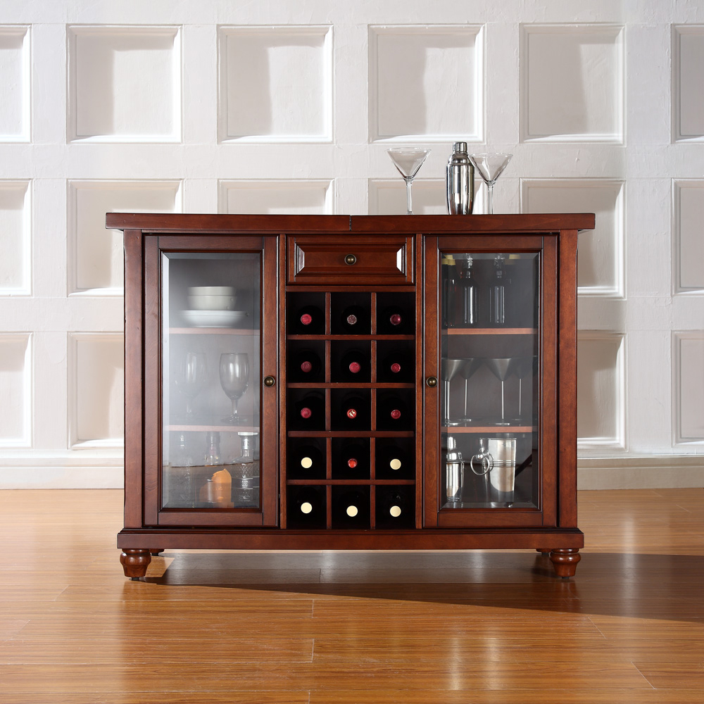 Crosley Furniture Cambridge Sliding Top Bar Cabinet In Vintage Mahogany Finish Kf40002dma with measurements 1000 X 1000