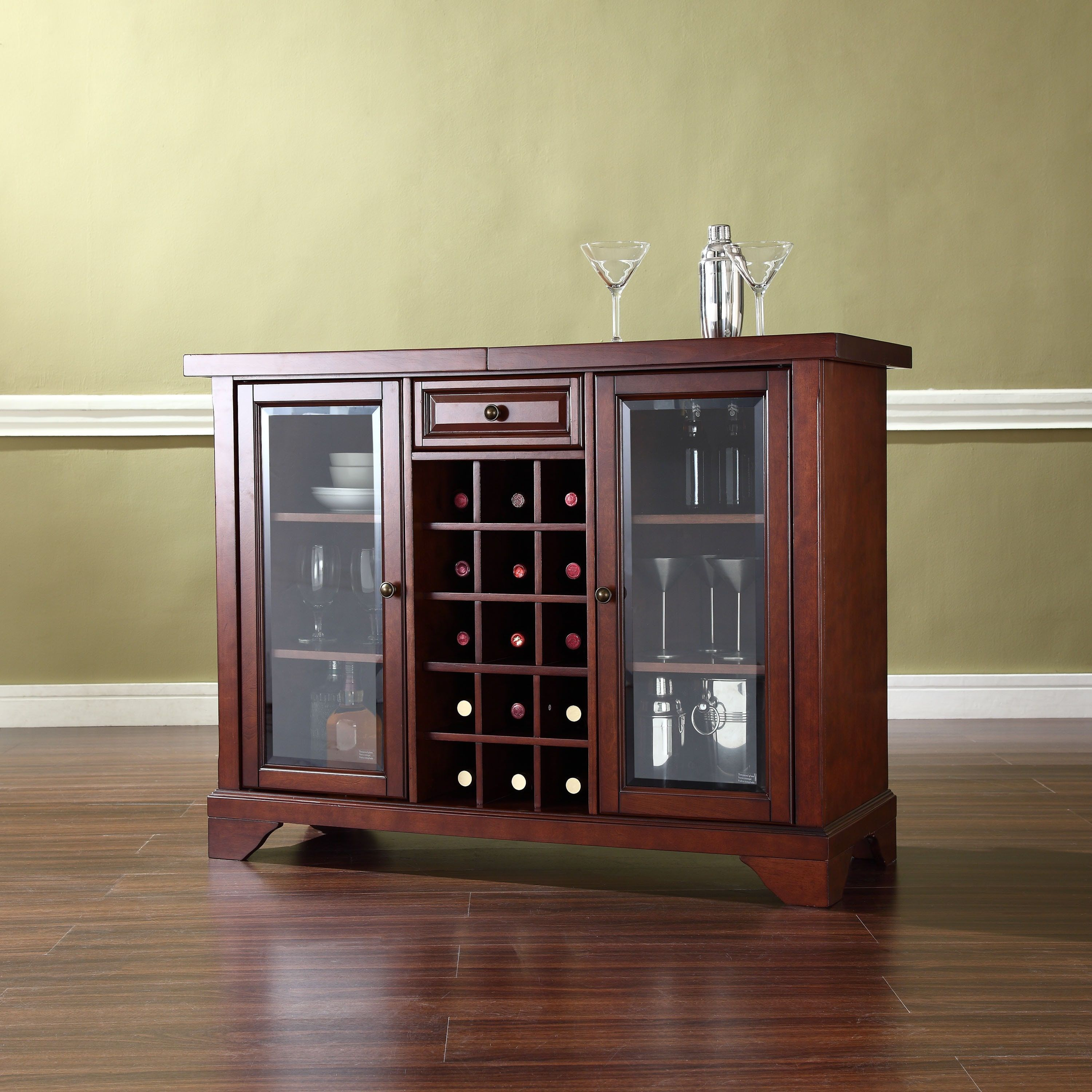 Crosley Furniture Lafayette Sliding Top Bar Cabinet In within dimensions 3000 X 3000