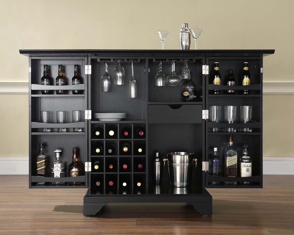 Crosley Lafayette Expandable Bar Cabinet In Black Finish with regard to sizing 1000 X 800