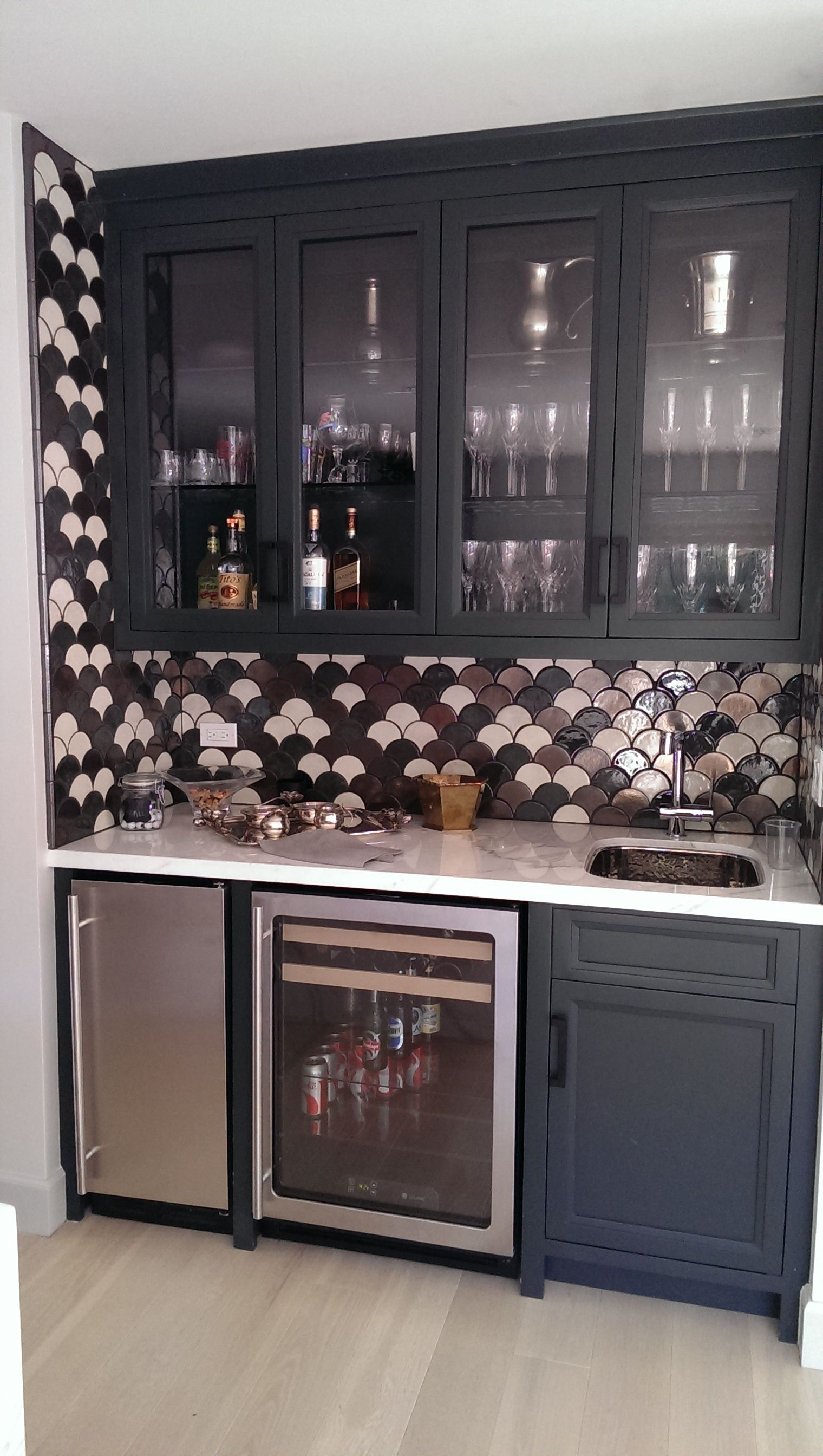 Custom Built In Wet Bar With A Sink Fridge And Freezer in sizing 1520 X 2688