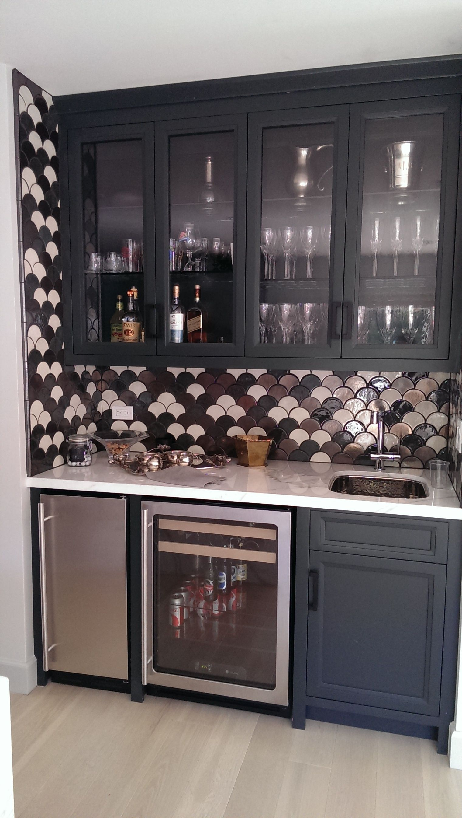 Custom Built In Wet Bar With A Sink Fridge And Freezer regarding dimensions 1520 X 2688