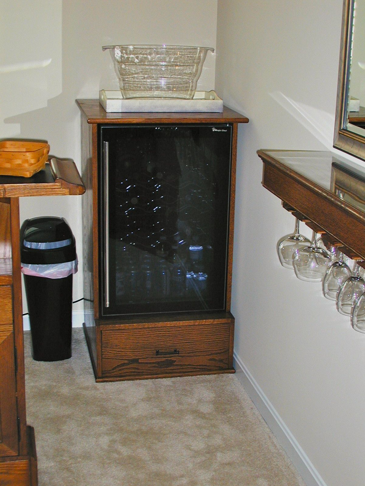 Custom Built Small Refrigerator Cabinet In Stained Oak For with regard to measurements 1200 X 1600