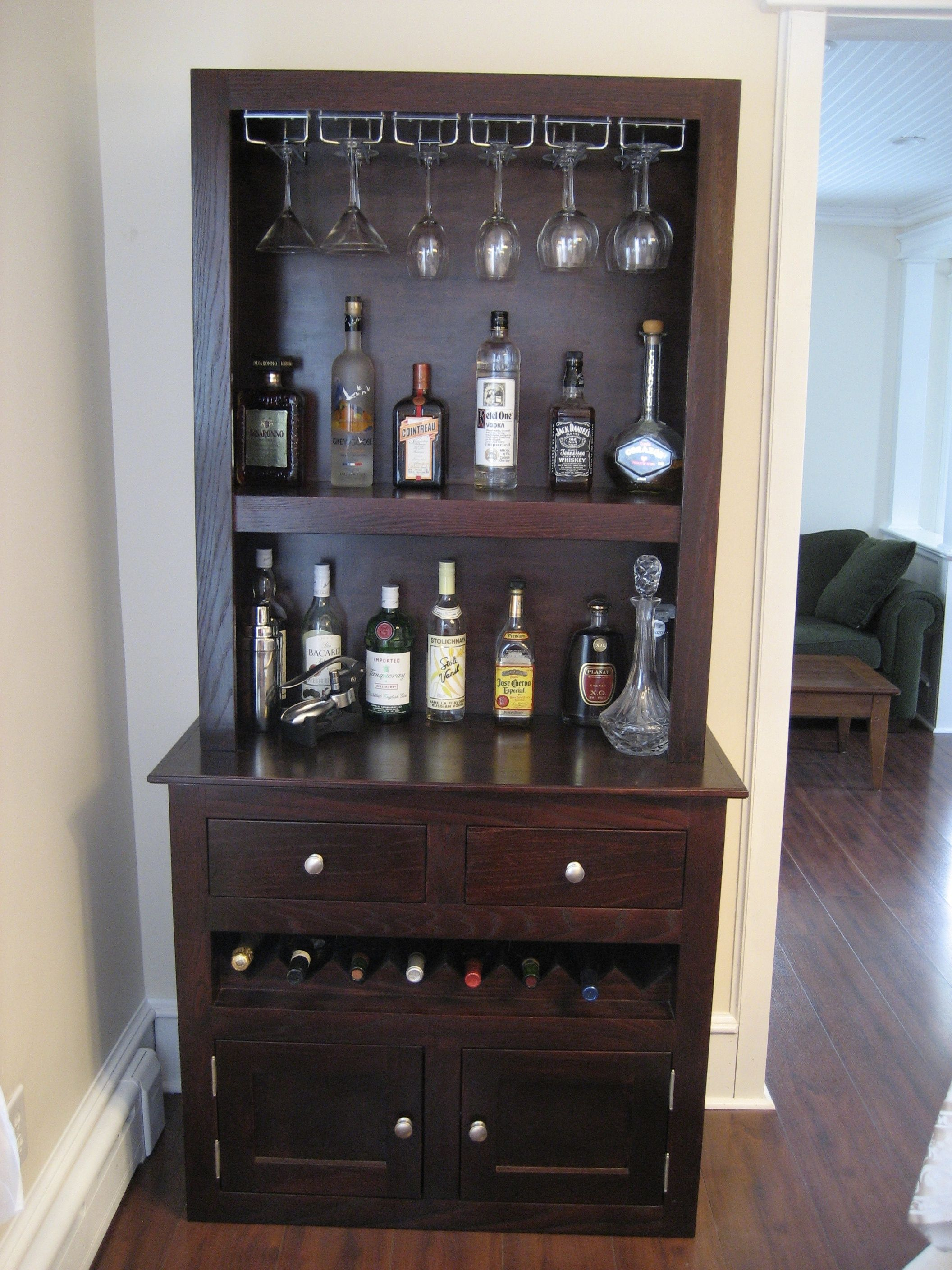 Custom Liquor Cabinet With Glass Racks Open Shelving inside sizing 2112 X 2816