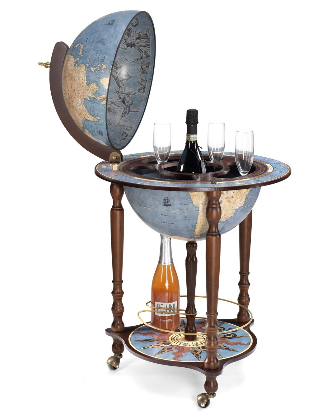 Da Vinci Floorstanding Globe Drinks Cabinet On Wheels with sizing 1080 X 1346