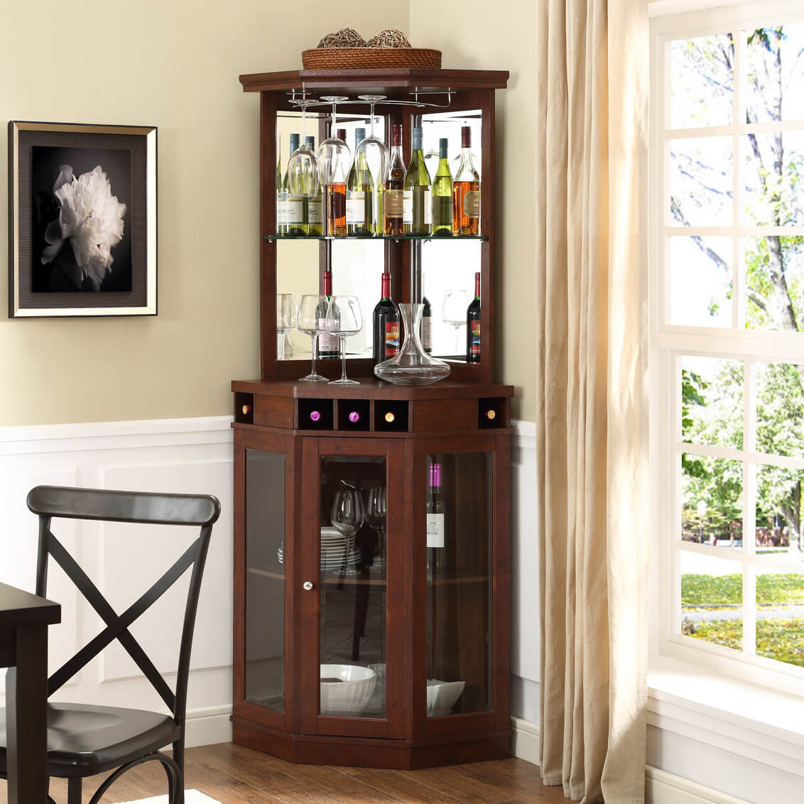 Dc03 Cherry Corner Bar Cabinet with dimensions 1132 X 1132