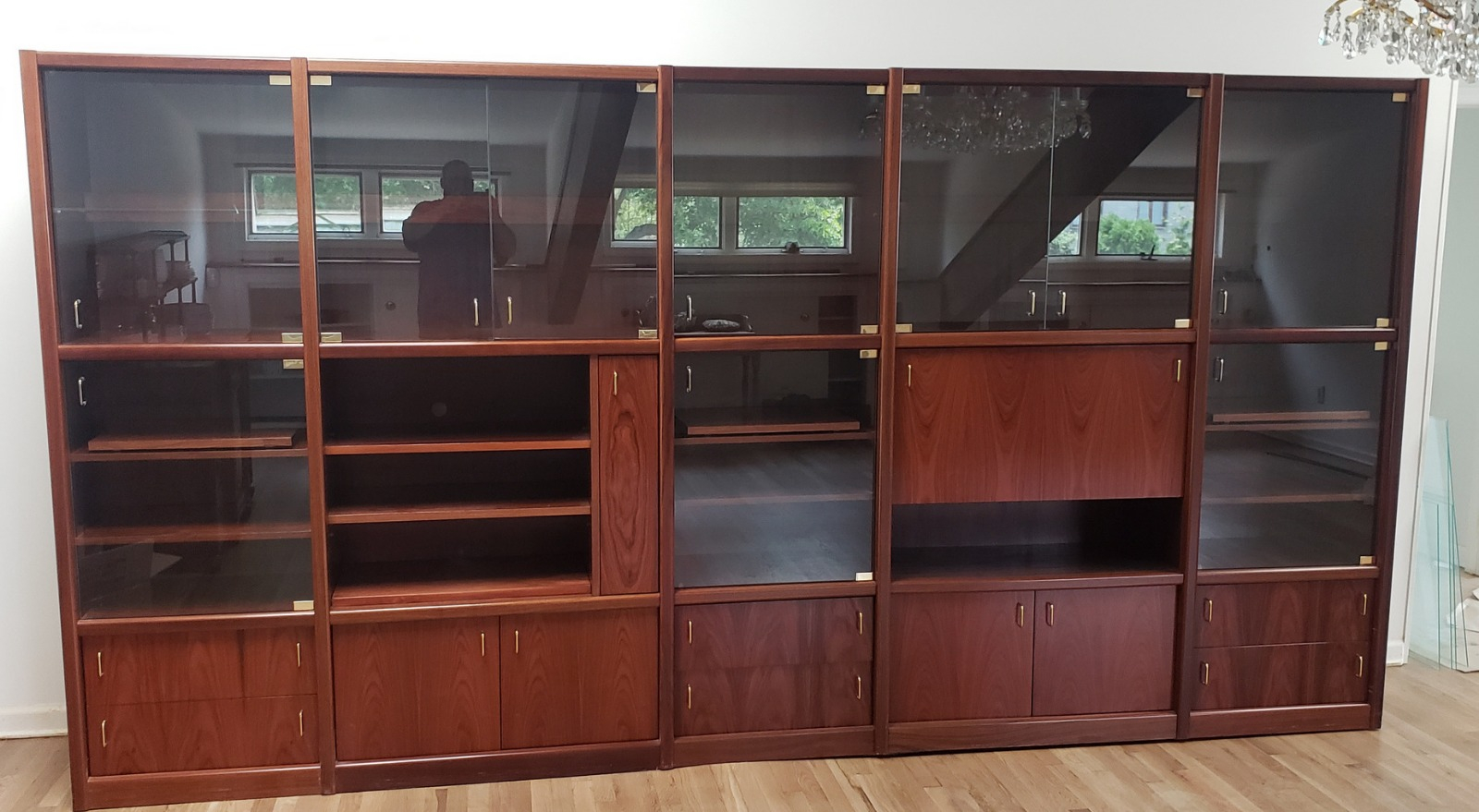 Details About 1980s Rosewood 5 Pc Sectional Wall Unit Display Cabinet W Bar Glass Doors with regard to sizing 1600 X 879