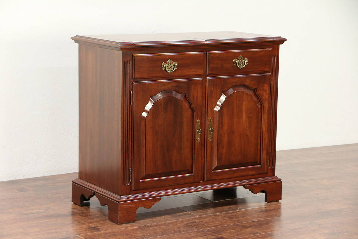 Details About Cherry Vintage Bar Cabinet Laminate Serving Top Ethan Allen Knob Creek 29905 in sizing 1200 X 800