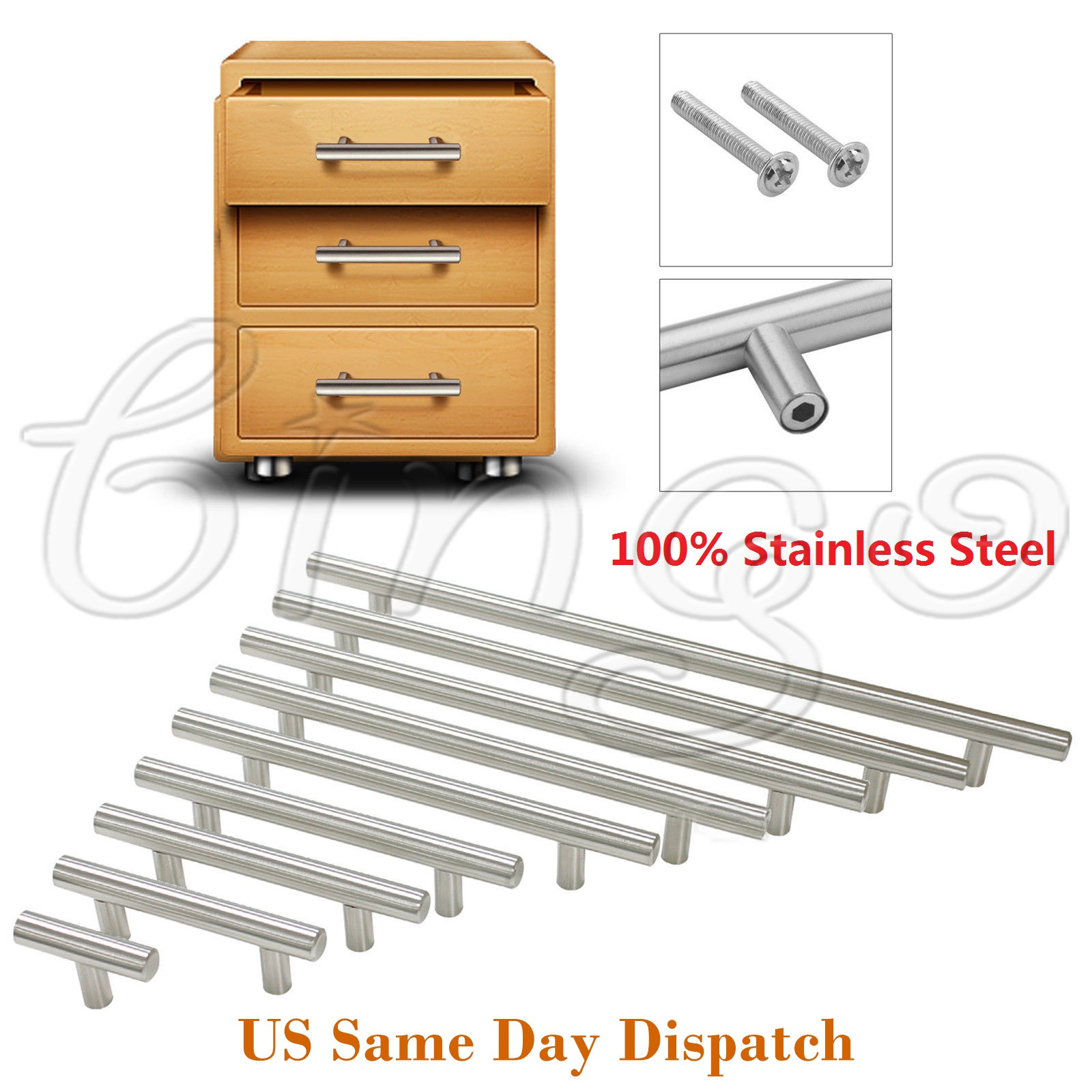 Details About Usa Stainless Steel T Bar Kitchen Cabinet Handles Drawer Pull Knobs Hardware Lot with proportions 1600 X 1600