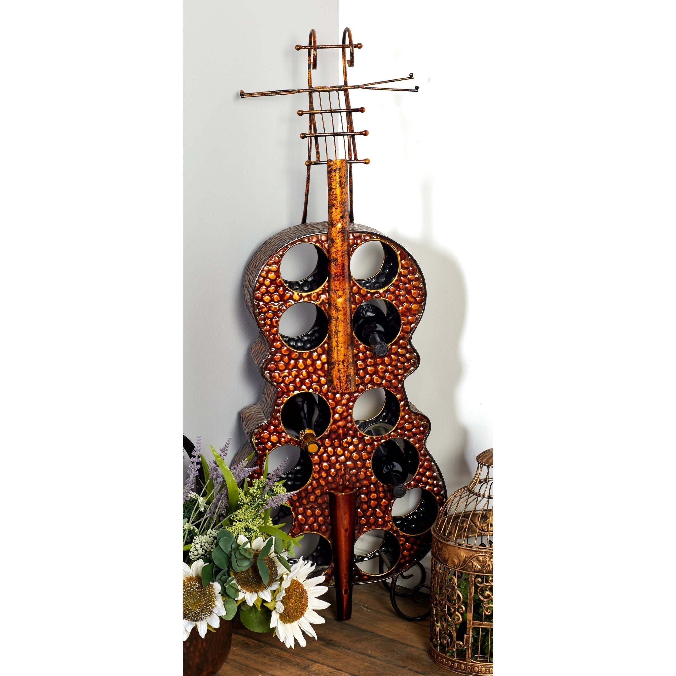 Eclectic 47 X 17 Inch Violin Wood And Metal Wine Rack Studio 350 pertaining to proportions 2228 X 2228