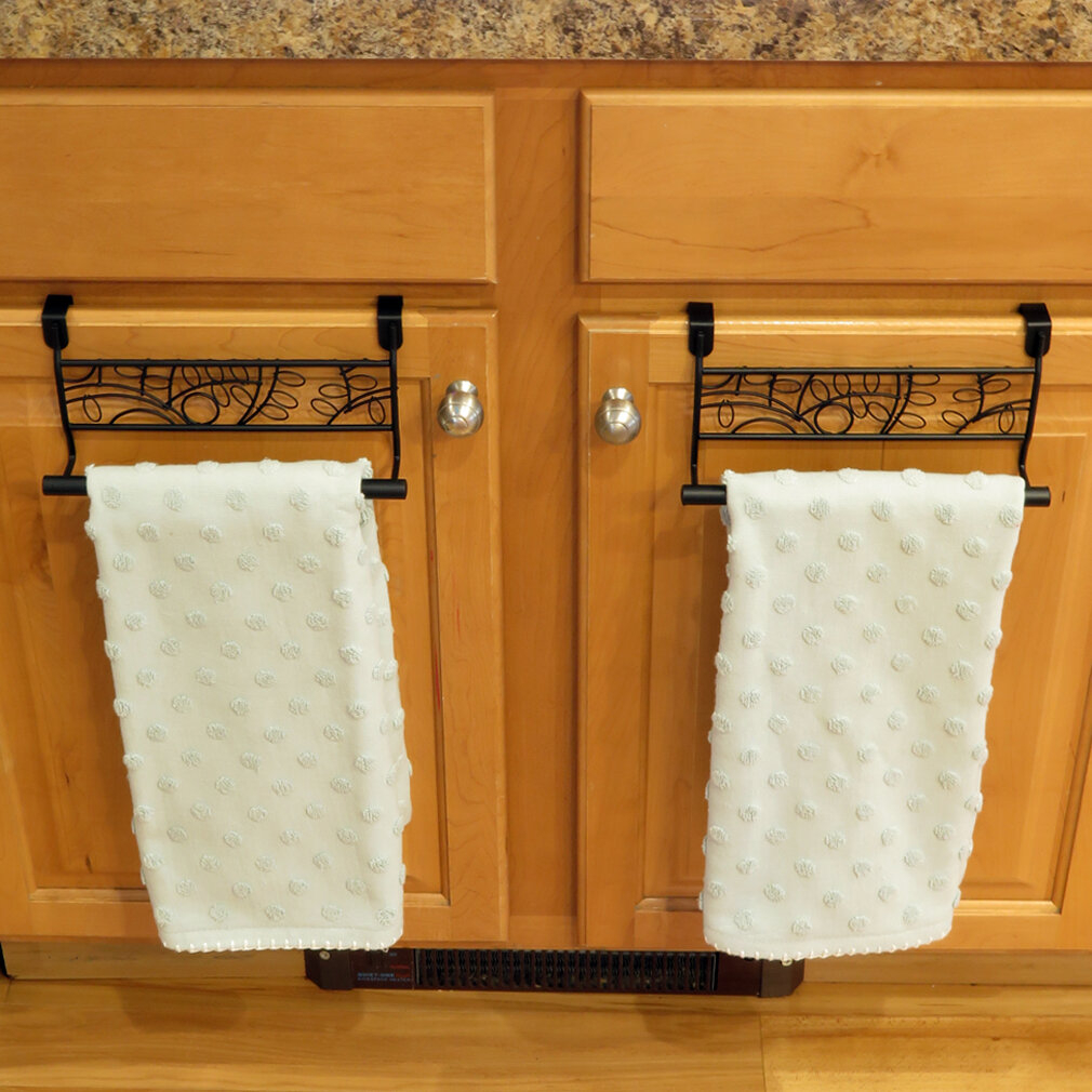 Evelots Over Cabinet Door Towel Bar Bathroom Kitchen No Installation Black Set2 in dimensions 1010 X 1010