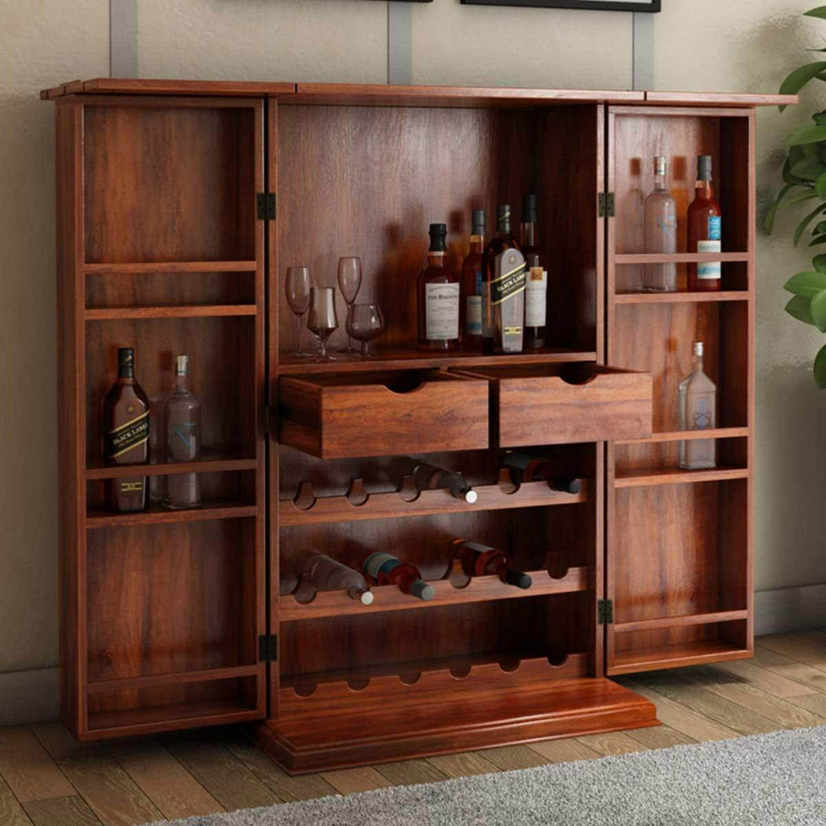 Expandable Home Wine Bar Cabinet With Bottle Storage for size 1200 X 1200