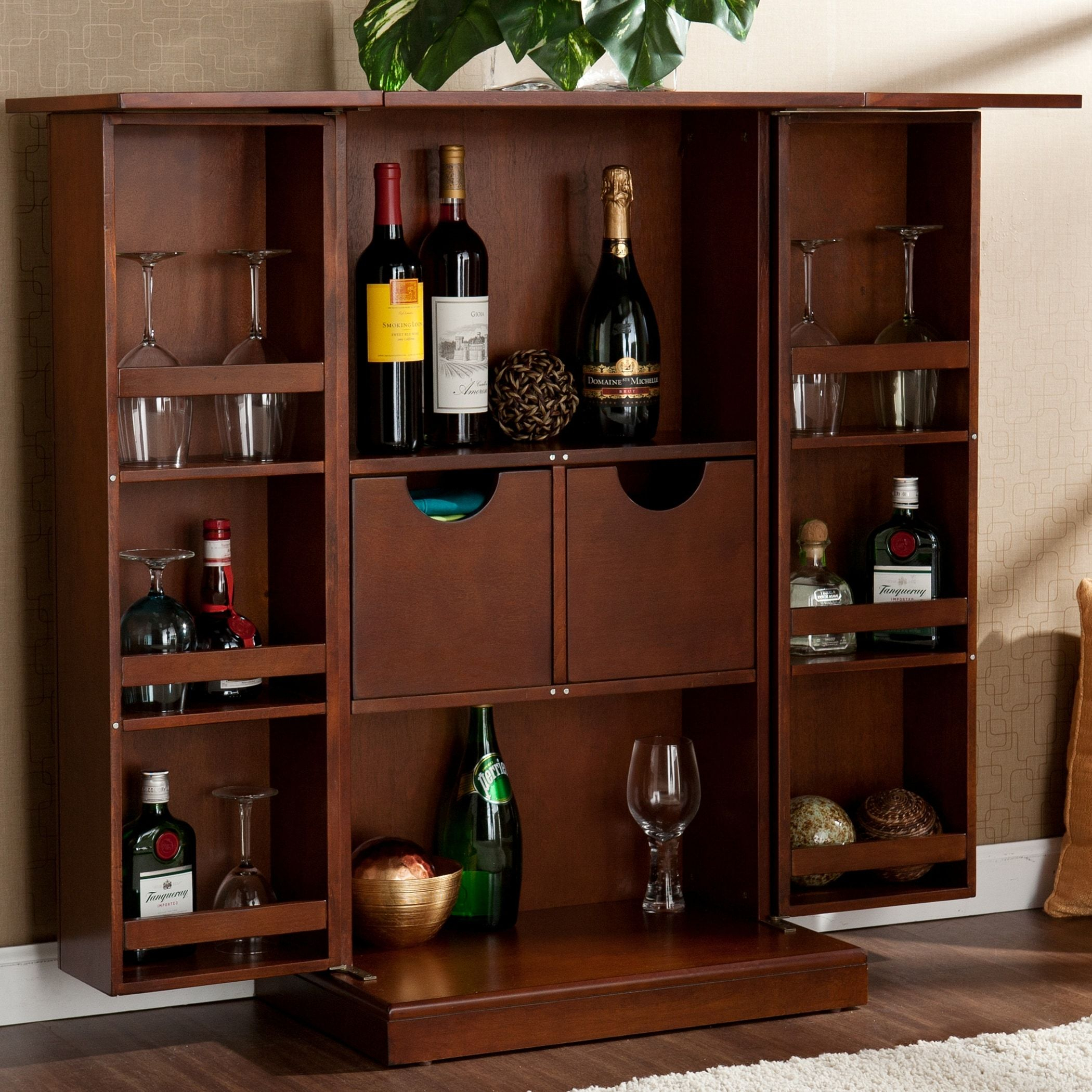 Gracewood Hollow Tasso Walnut Fold Away Bar Home intended for dimensions 2100 X 2100