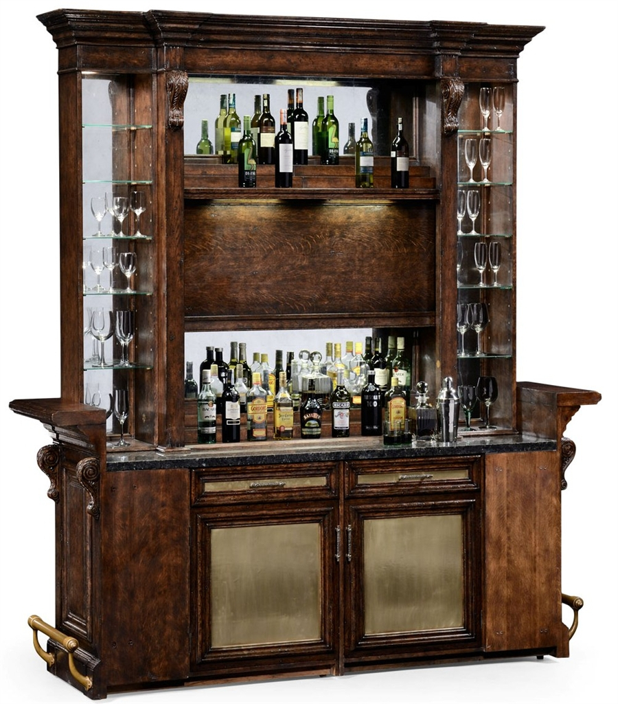 Home Bar Oak Wood Granite Top With Brass Rail And Canopy within dimensions 900 X 1024