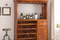 Houston Handcrafted Solid Wood Wine Bar Cabinet With Glass Stem Rack regarding proportions 1200 X 1200