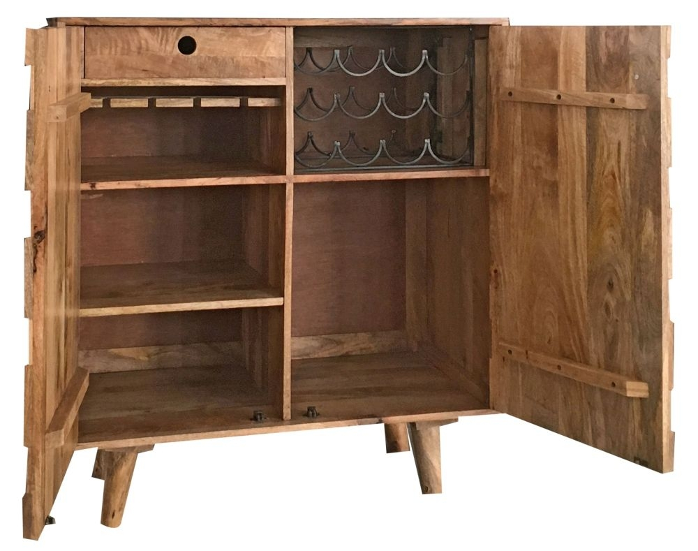 Jaipur Hexagonal Mango Wood Compact Bar Cabinet inside dimensions 1000 X 789