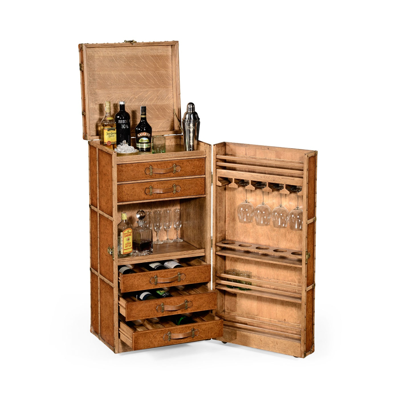 Jonathan Charles Furniture Drinks Cabinet In Travel Trunk Style with proportions 1400 X 1400