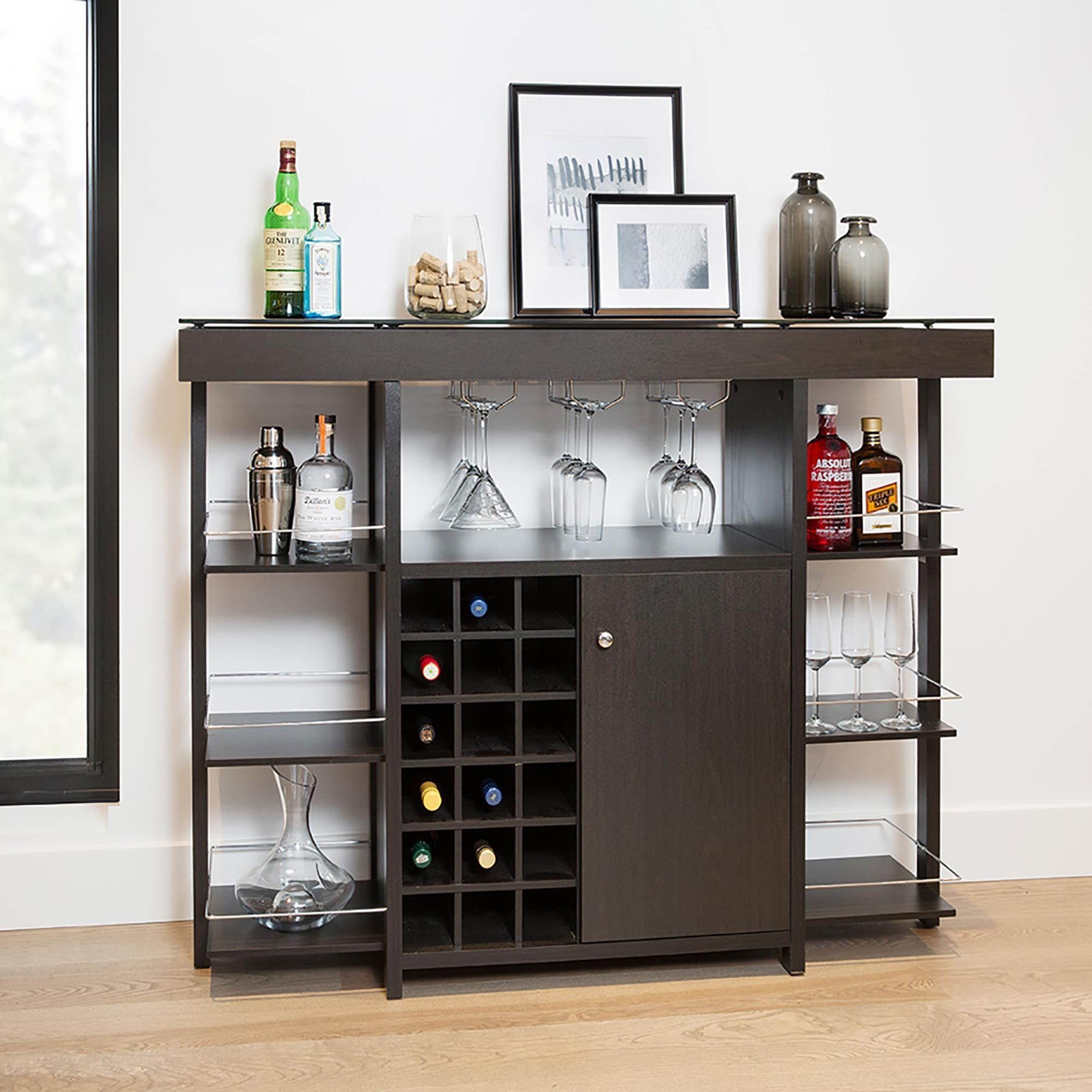 Ksp Venice Bar Unit With Glass Top Espresso Contemporary intended for dimensions 2000 X 2000