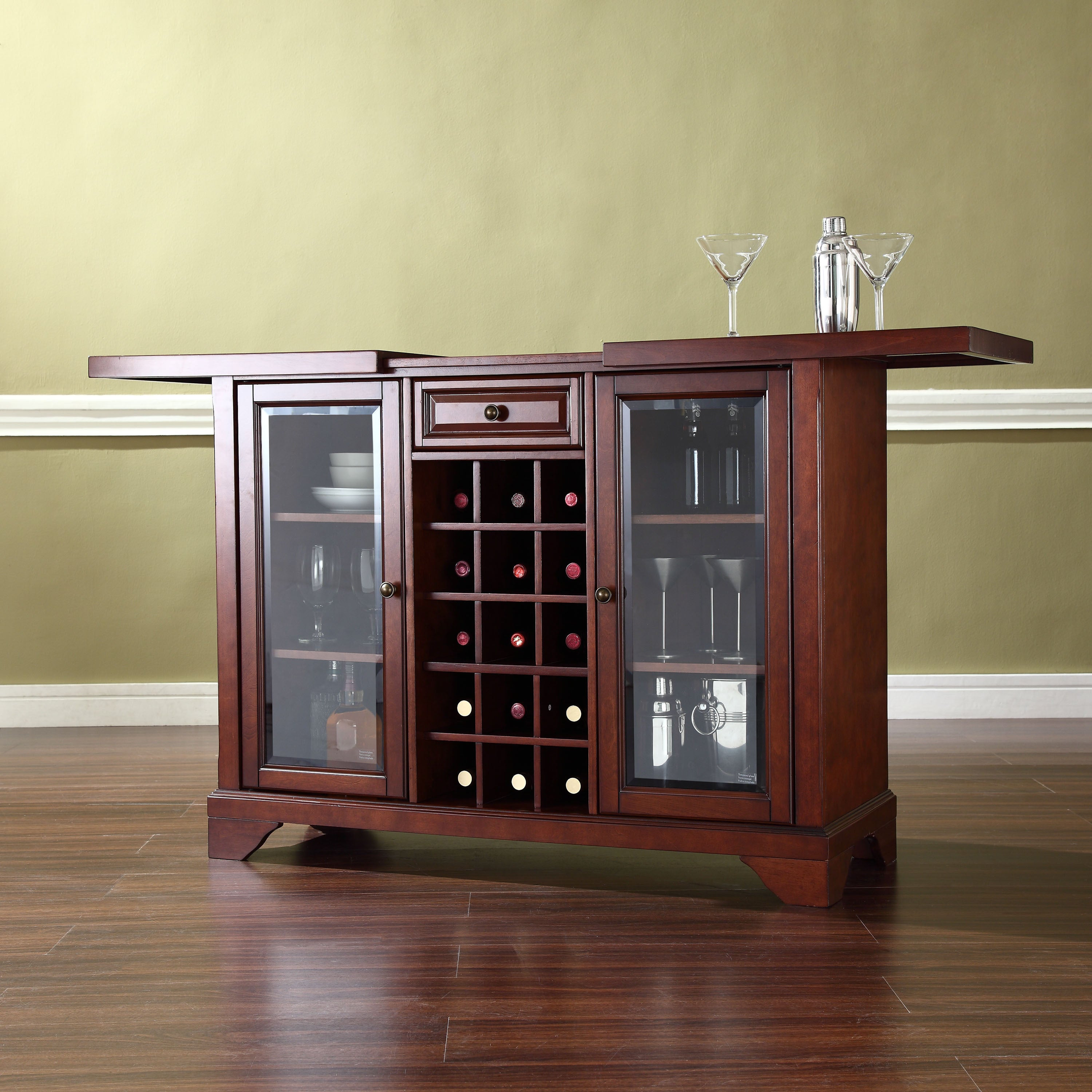 Lafayette Sliding Top Bar Cabinet In Vintage Mahogany Finish within size 3000 X 3000