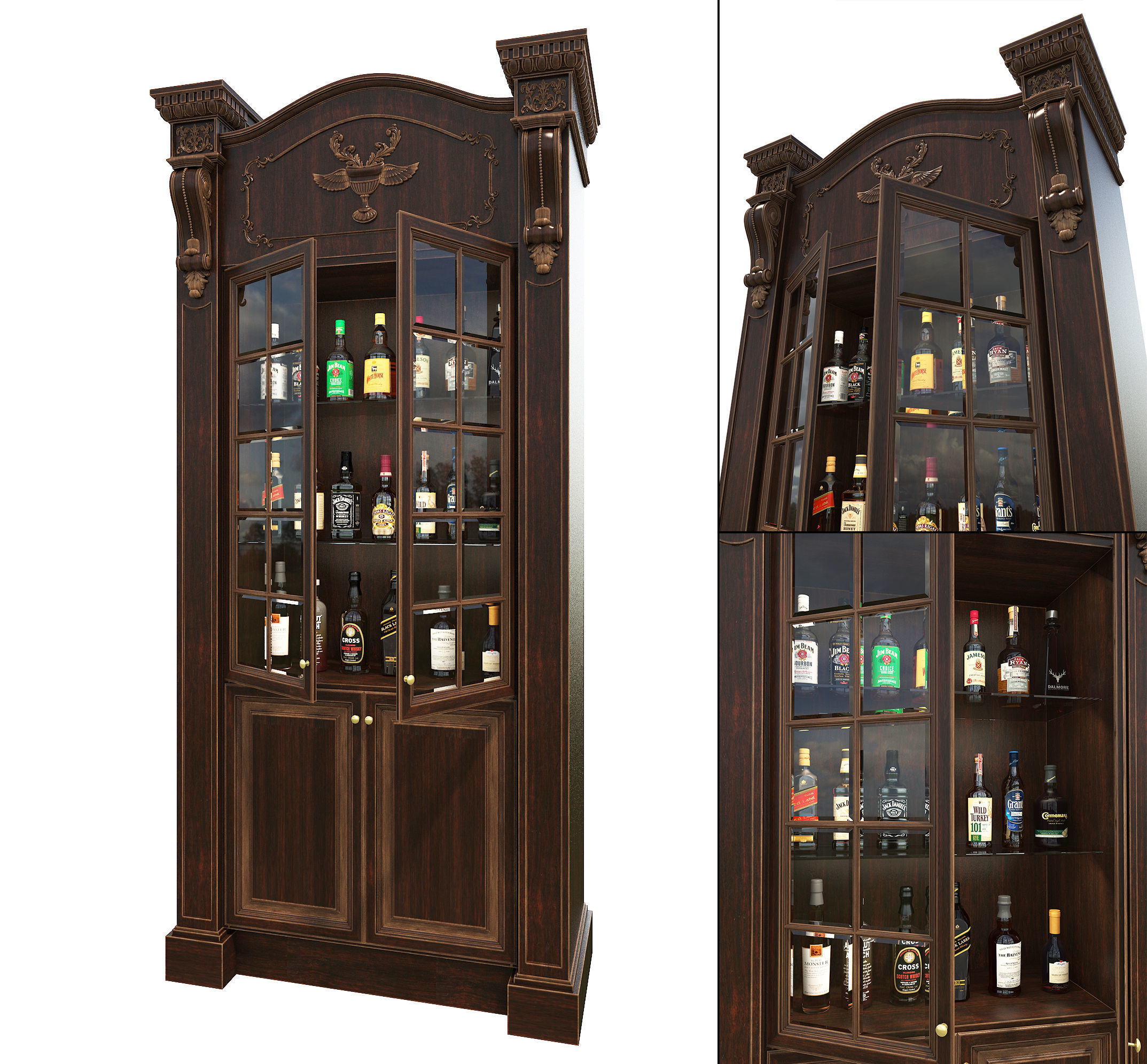 Liquor Cabinet European Style 3d Model for size 2147 X 1991