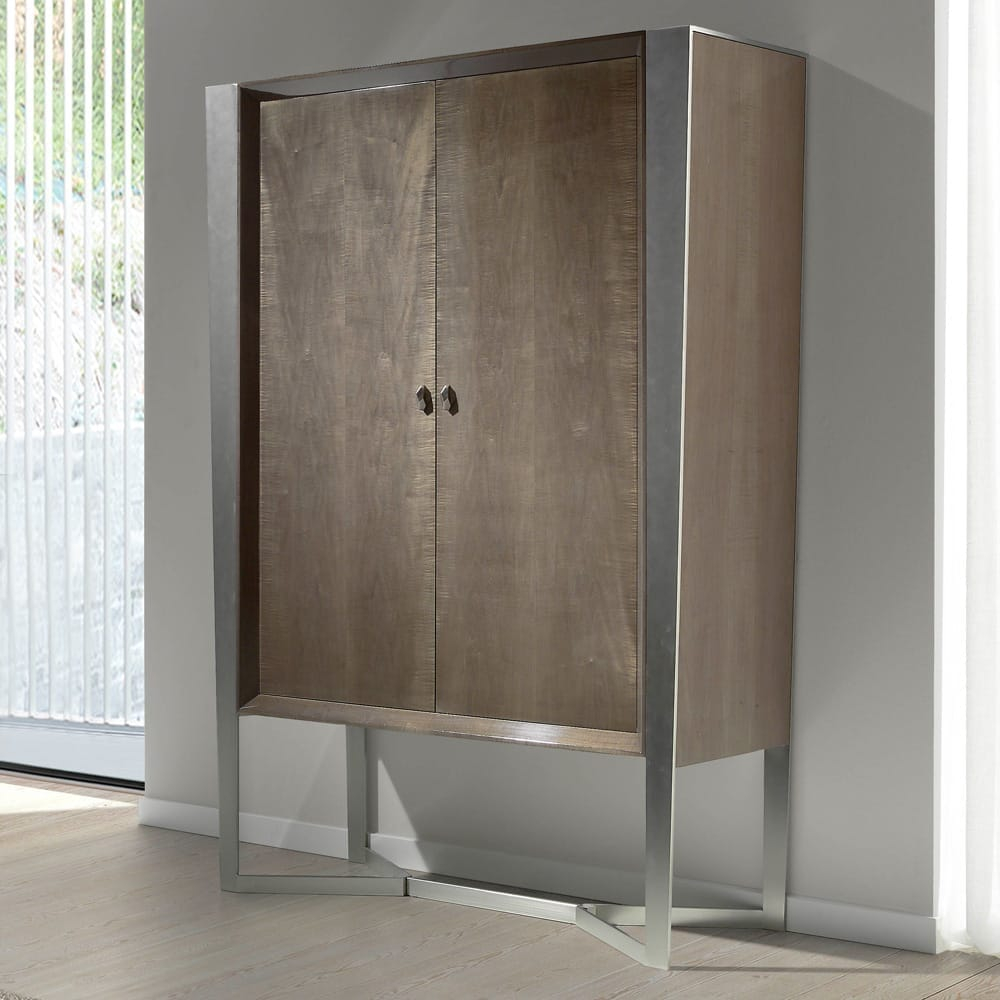 London Collection Modern Veneer And Chrome Drinks Bar Cabinet throughout proportions 1000 X 1000