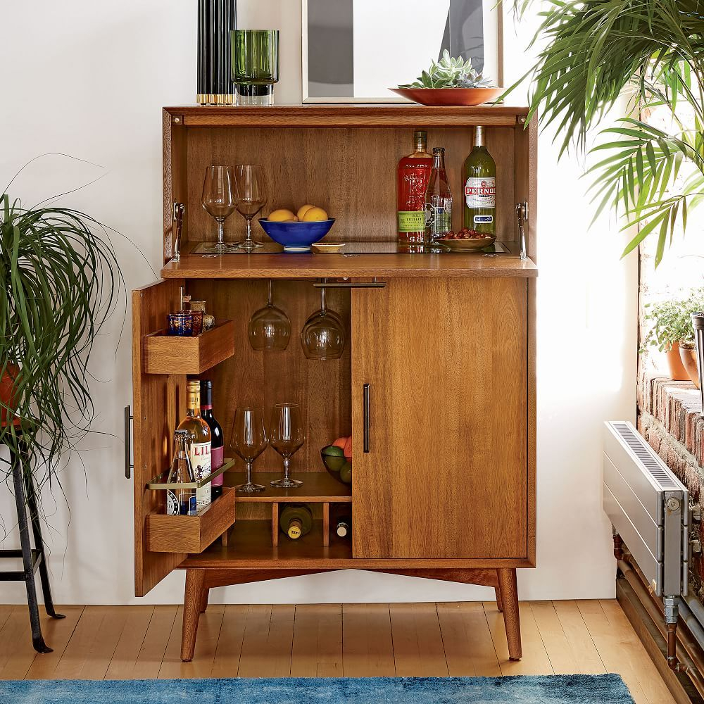Mid Century Bar Cabinet Large West Elm For The Home In within sizing 1000 X 1000