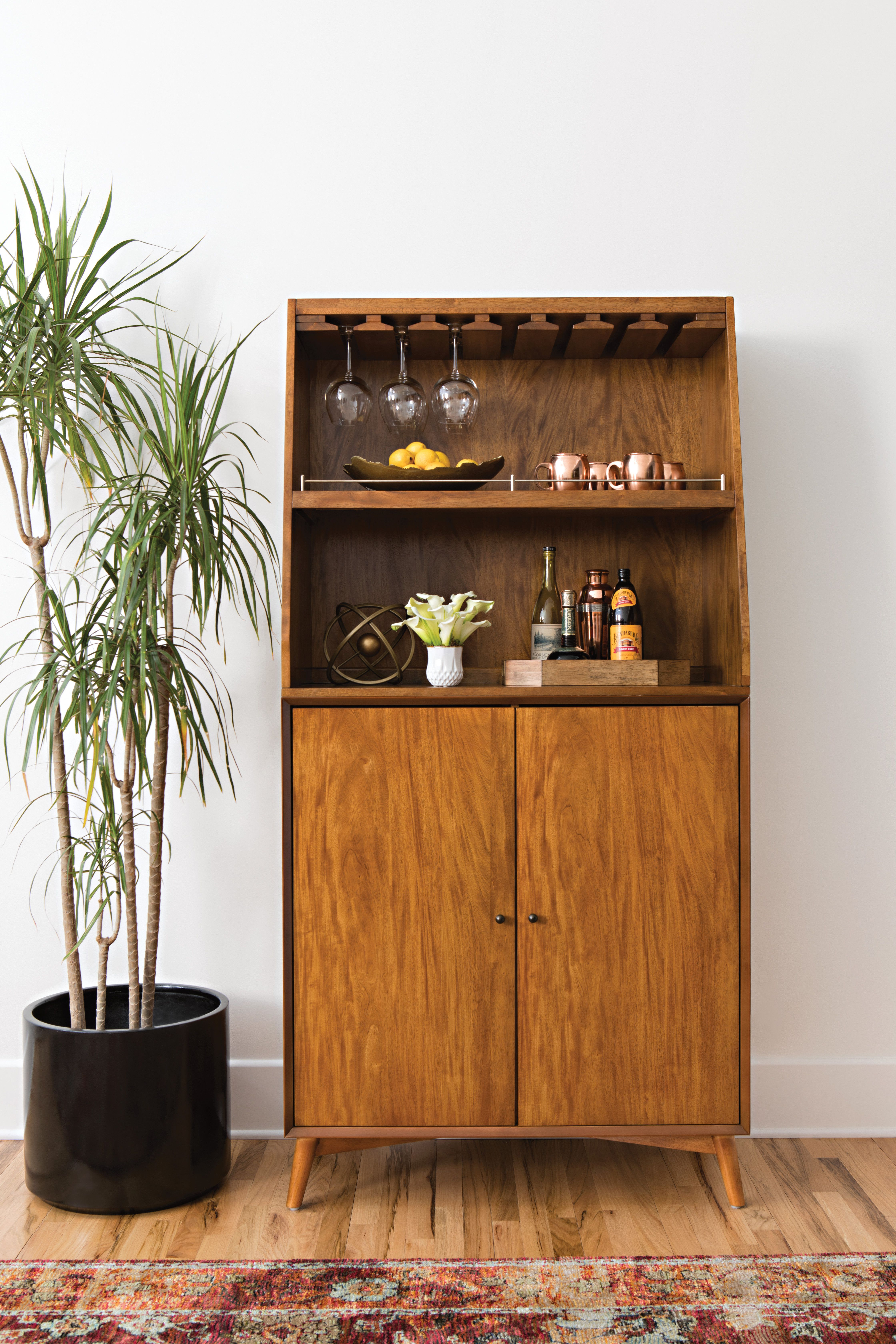 Mid Century Home Bar Cabinet Offering Clean Lines Tapered throughout measurements 4480 X 6720