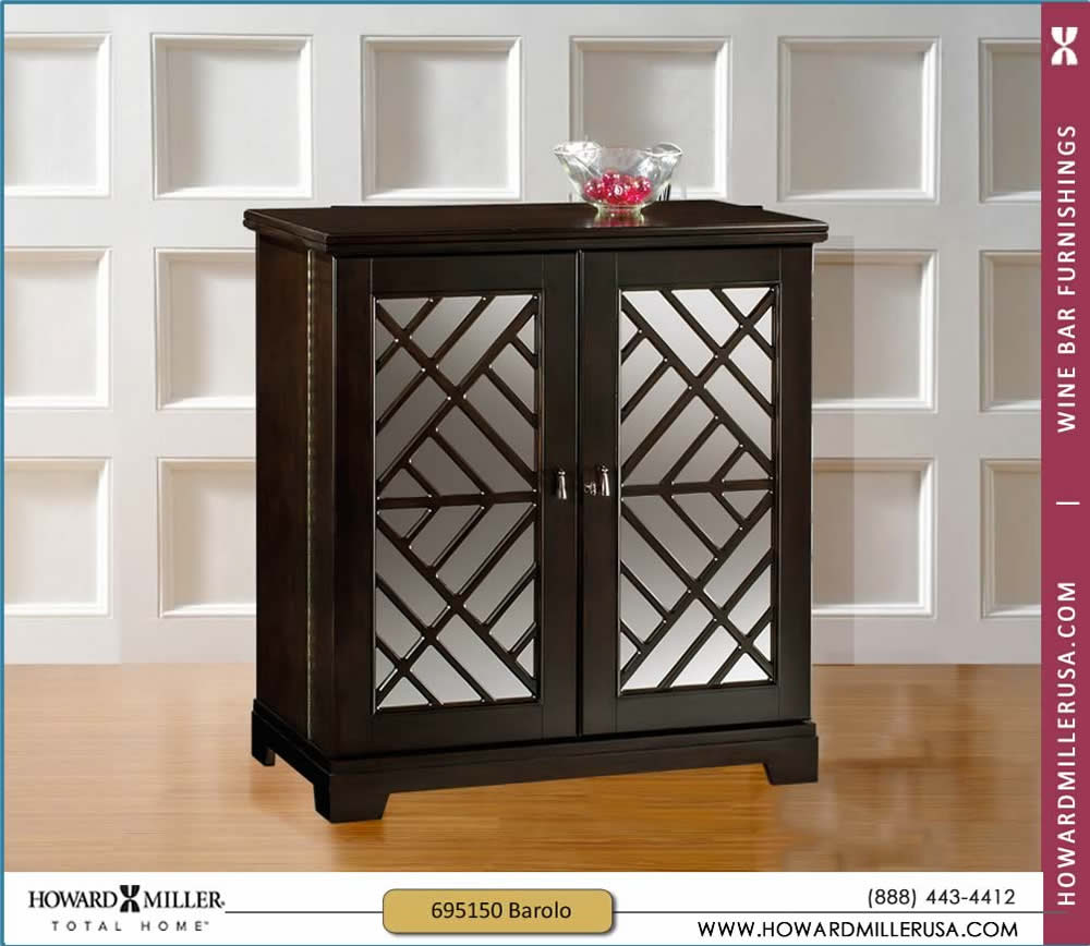 Mirrored Door Wine Bar Console Storage Cabinet 695150 Howard Miller throughout sizing 1000 X 868