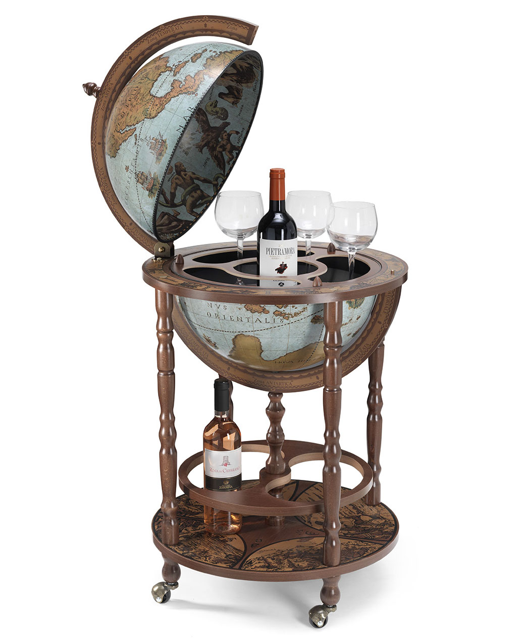 Mobile Minerva Globe Drinks Cabinet Blue Ocean with sizing 1014 X 1263