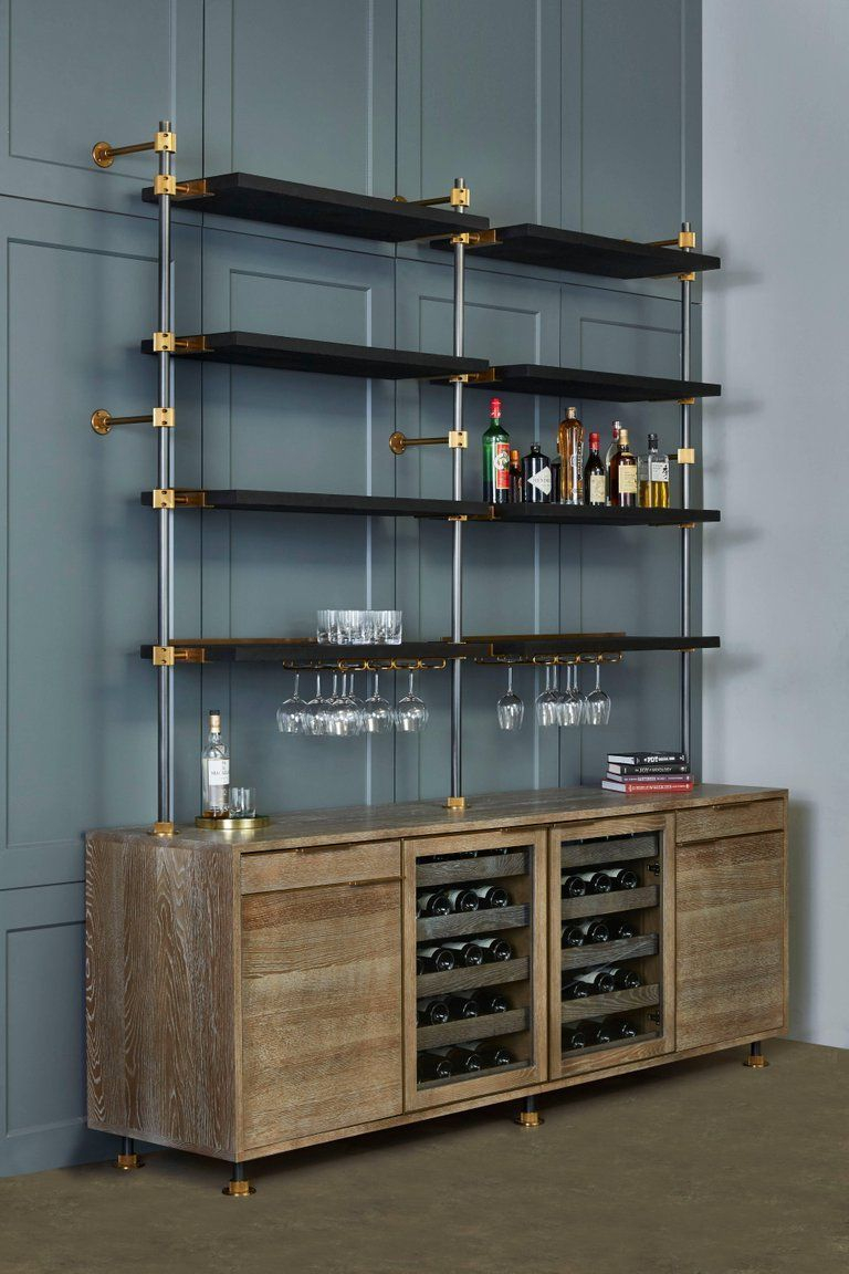 Modern Amuneals Loft Bar With Oak And Brass Bar Cabinet intended for measurements 768 X 1152