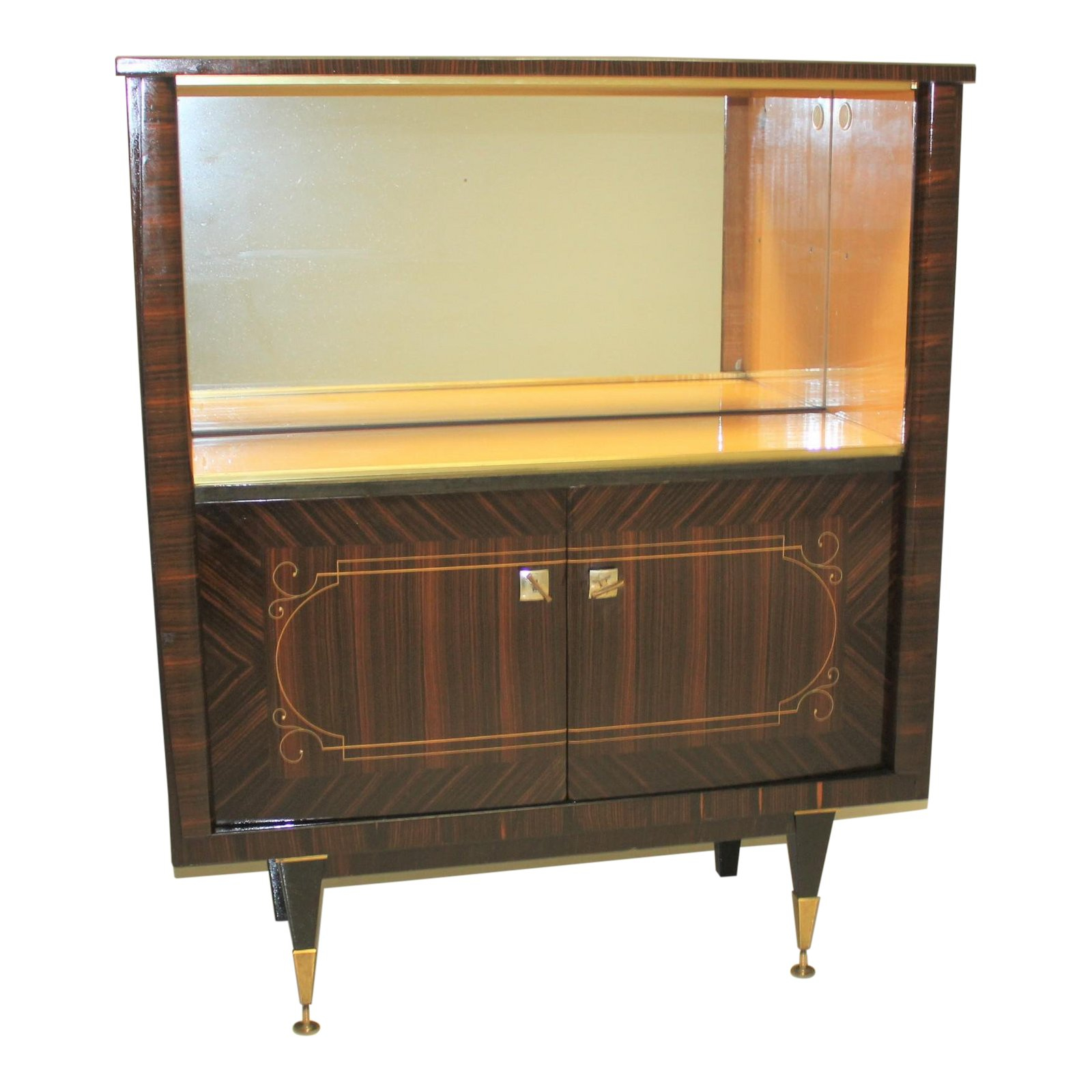 Monumental French Art Deco Macassar Ebony Dry Bar Cabinet 1940s for dimensions 1600 X 1600