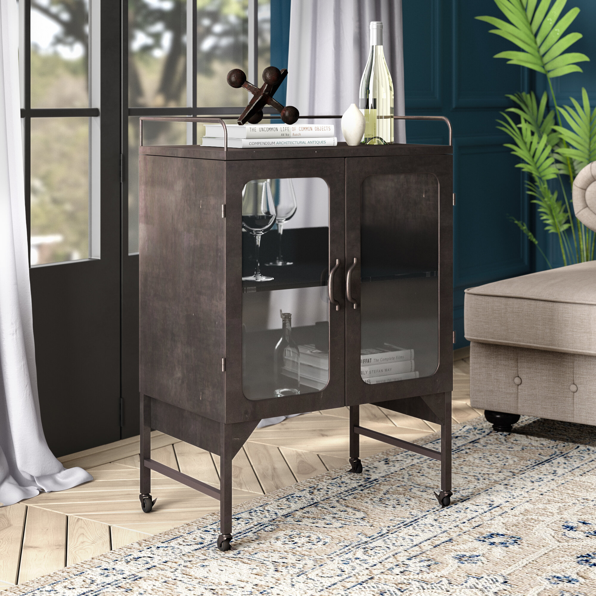 Murchison Metal And Glass Cabinet Bar Cart with regard to sizing 2000 X 2000