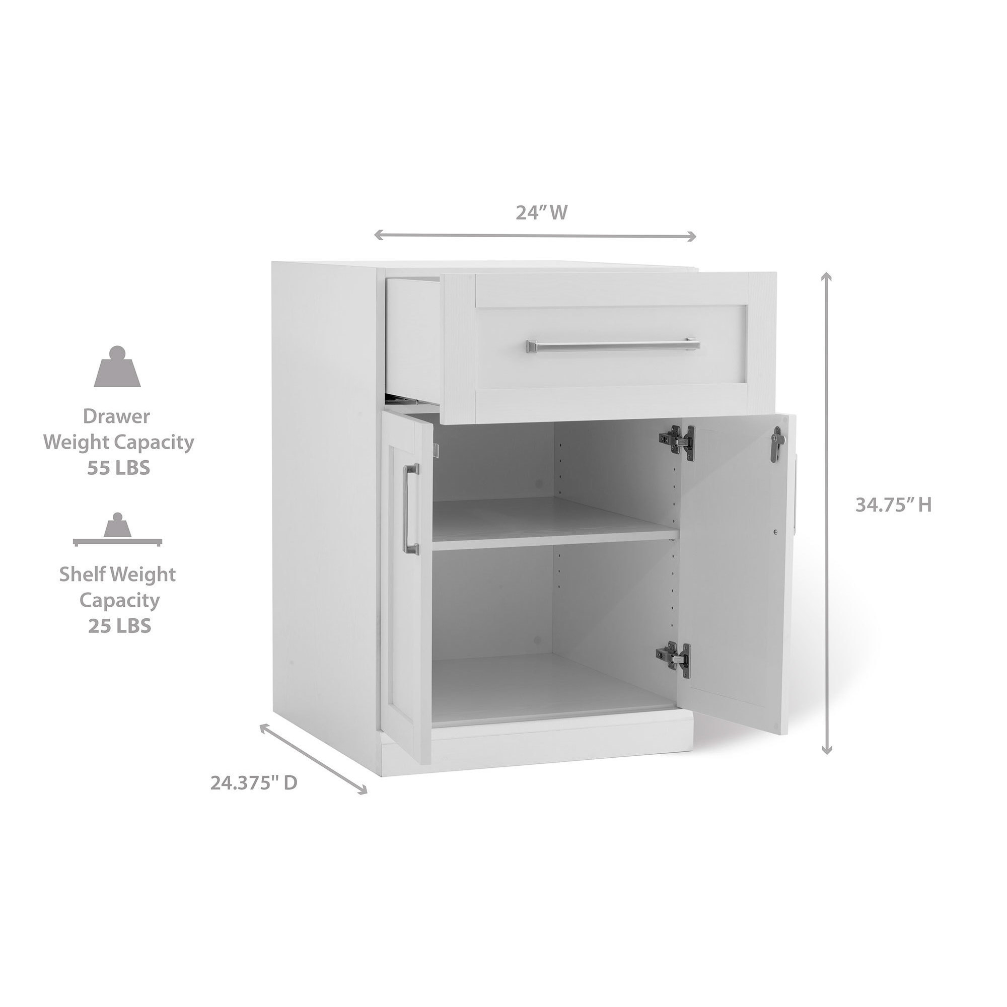 Newage Products White 24 Inch Wide X 24 Inch Deep 2 Door Cabinet Shaker Style Home Bar Cabinet for sizing 2000 X 2000