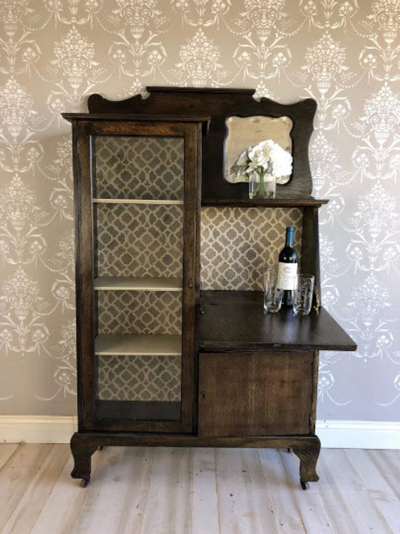 Painted Furniture Antique Liquor Bar Wine Cabinet Upcycyled intended for proportions 794 X 1059