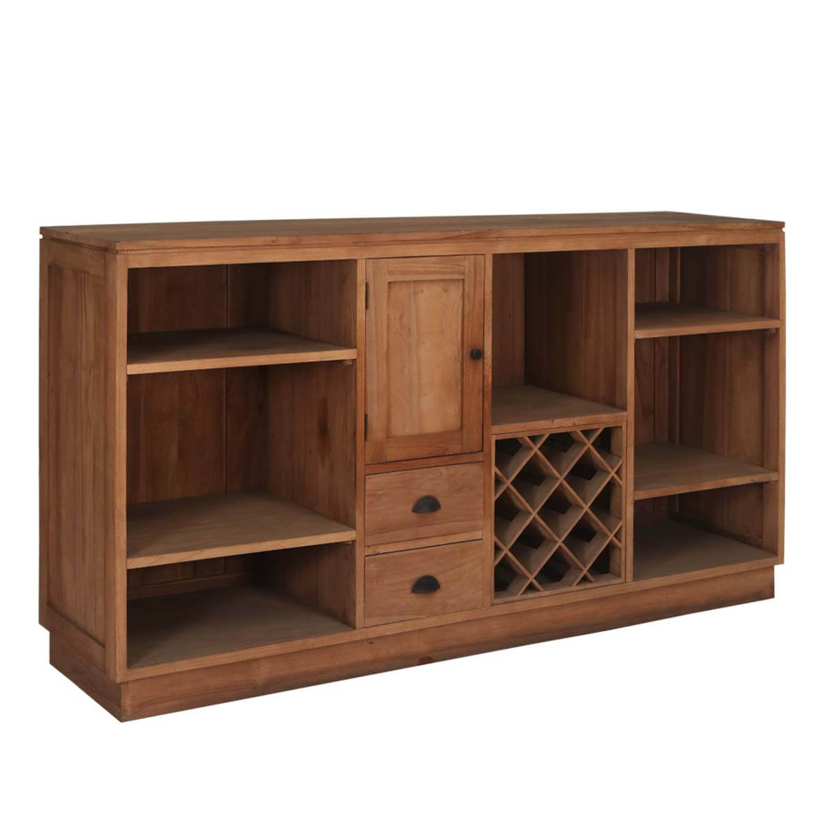 Plumville Teak Wood Front Open 2 Drawer Bar Cabinet With Wine Storage within size 1200 X 1200