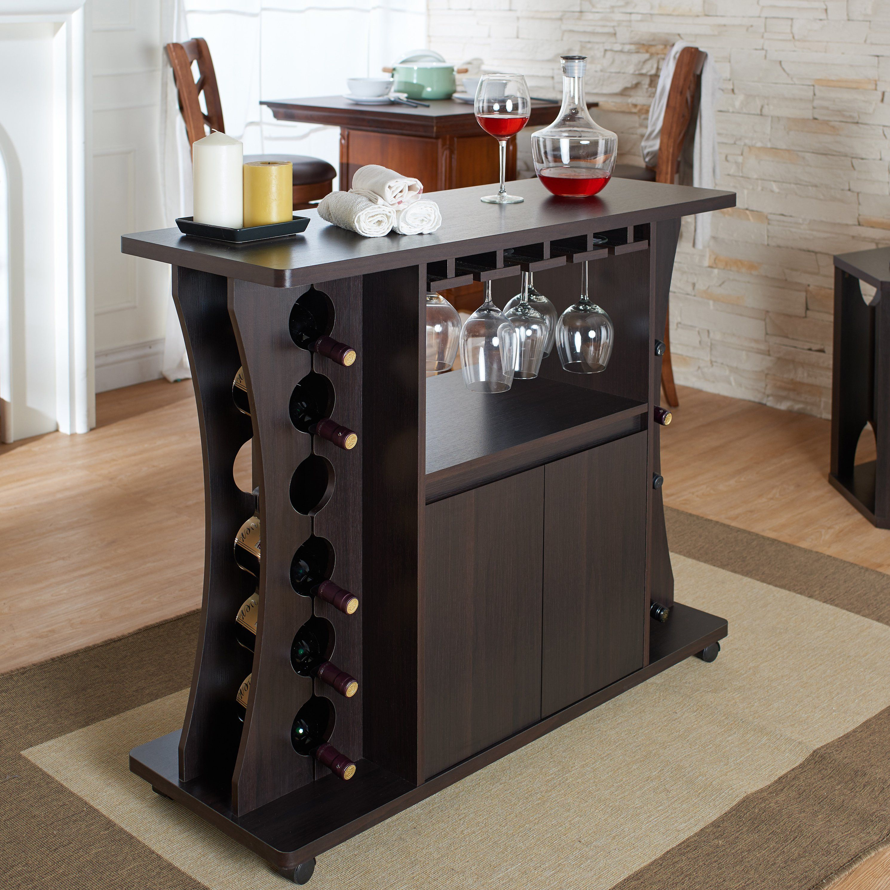 Porch Den Northlawn Espresso Buffet With Wine Rack intended for dimensions 2979 X 2979